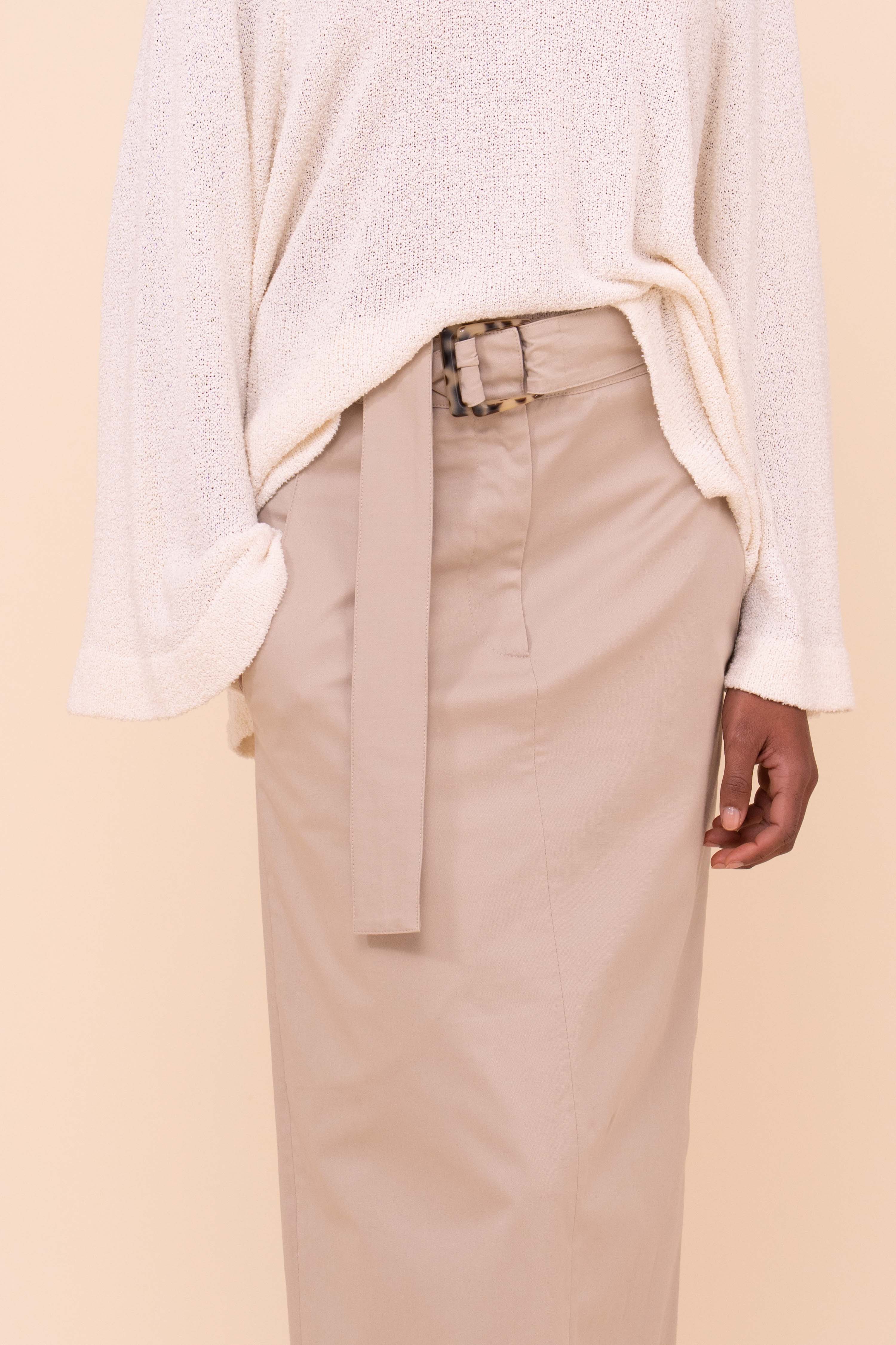 Andrea Cotton Gabardine Fitted Long Skirt - Image 4