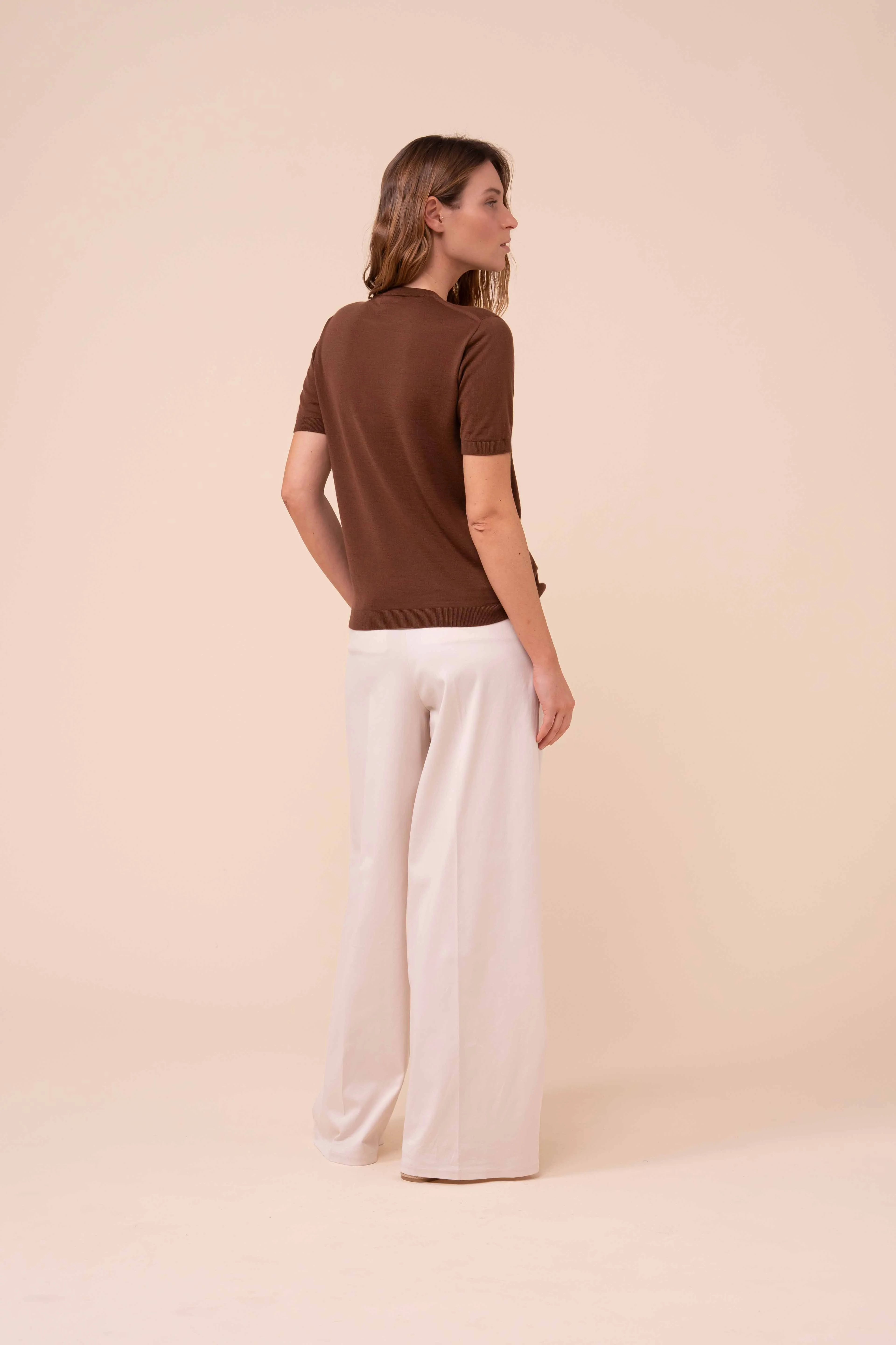 Argentina Pearly Cashmere-Silk Short Sleeve Crewneck - Image 3