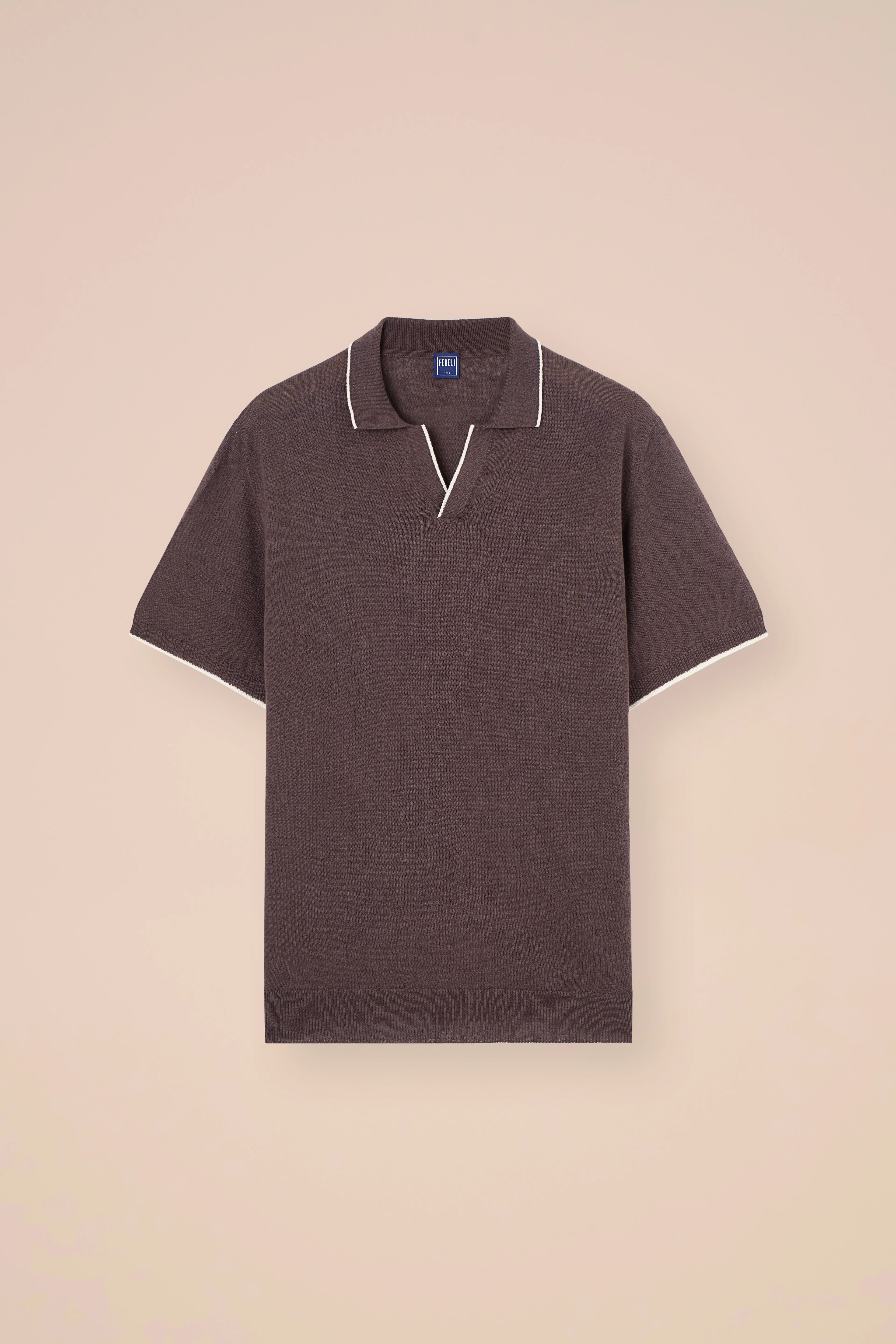 Delta Cotton and Linen V-Neck Knit Polo - Image 5