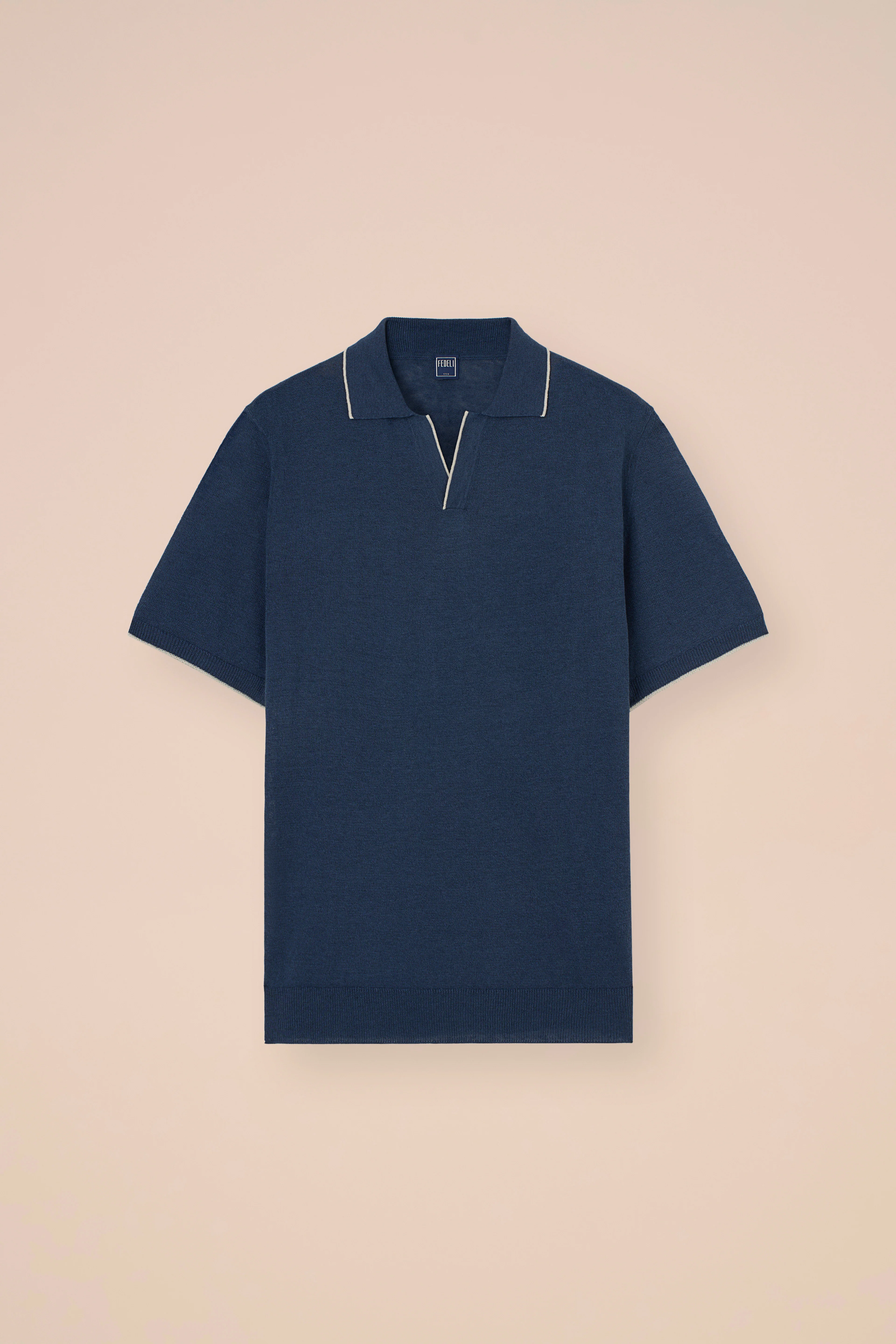 Delta Cotton and Linen V-Neck Knit Polo - Image 6