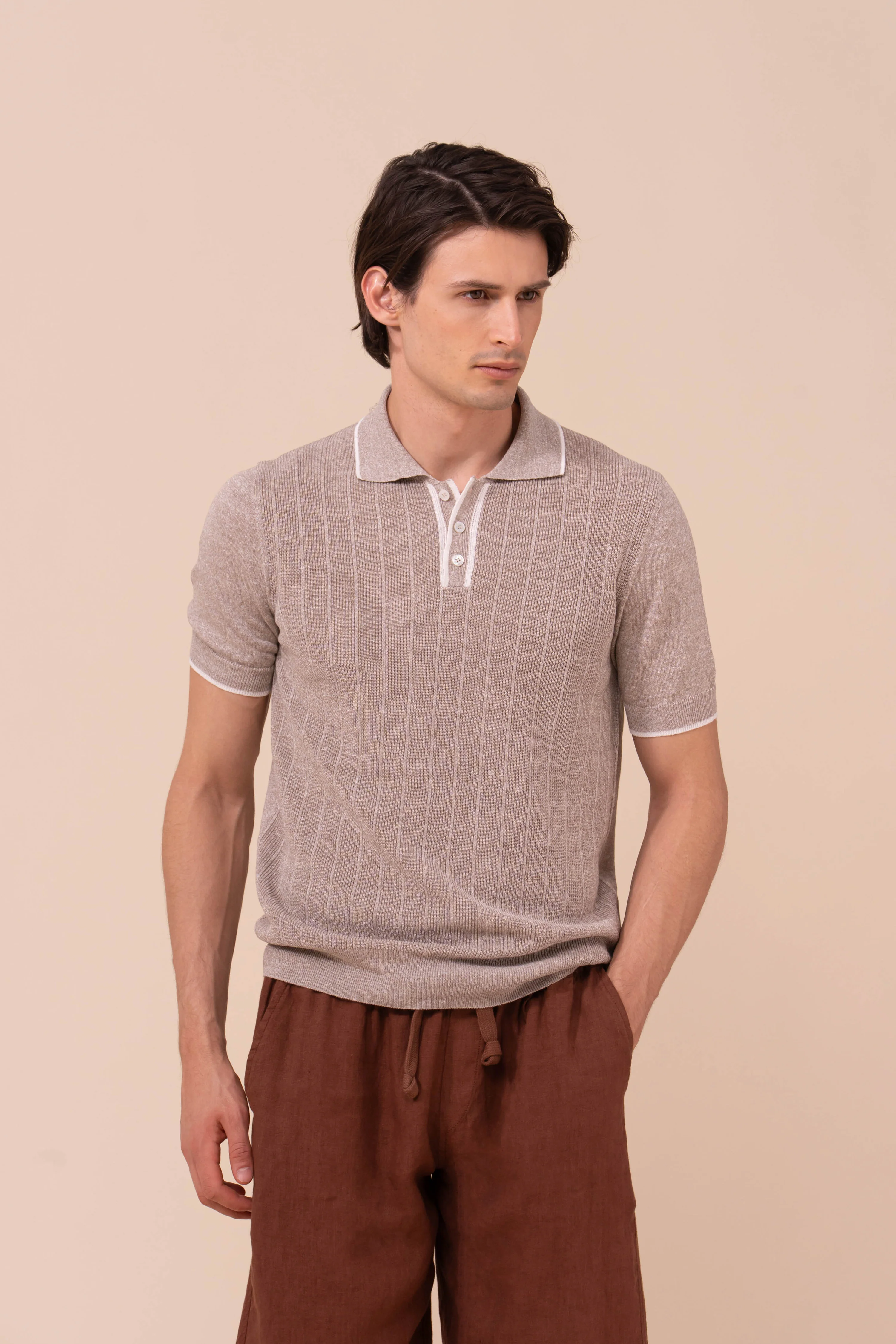 Dodo Cotton and Linen Ribbed Polo