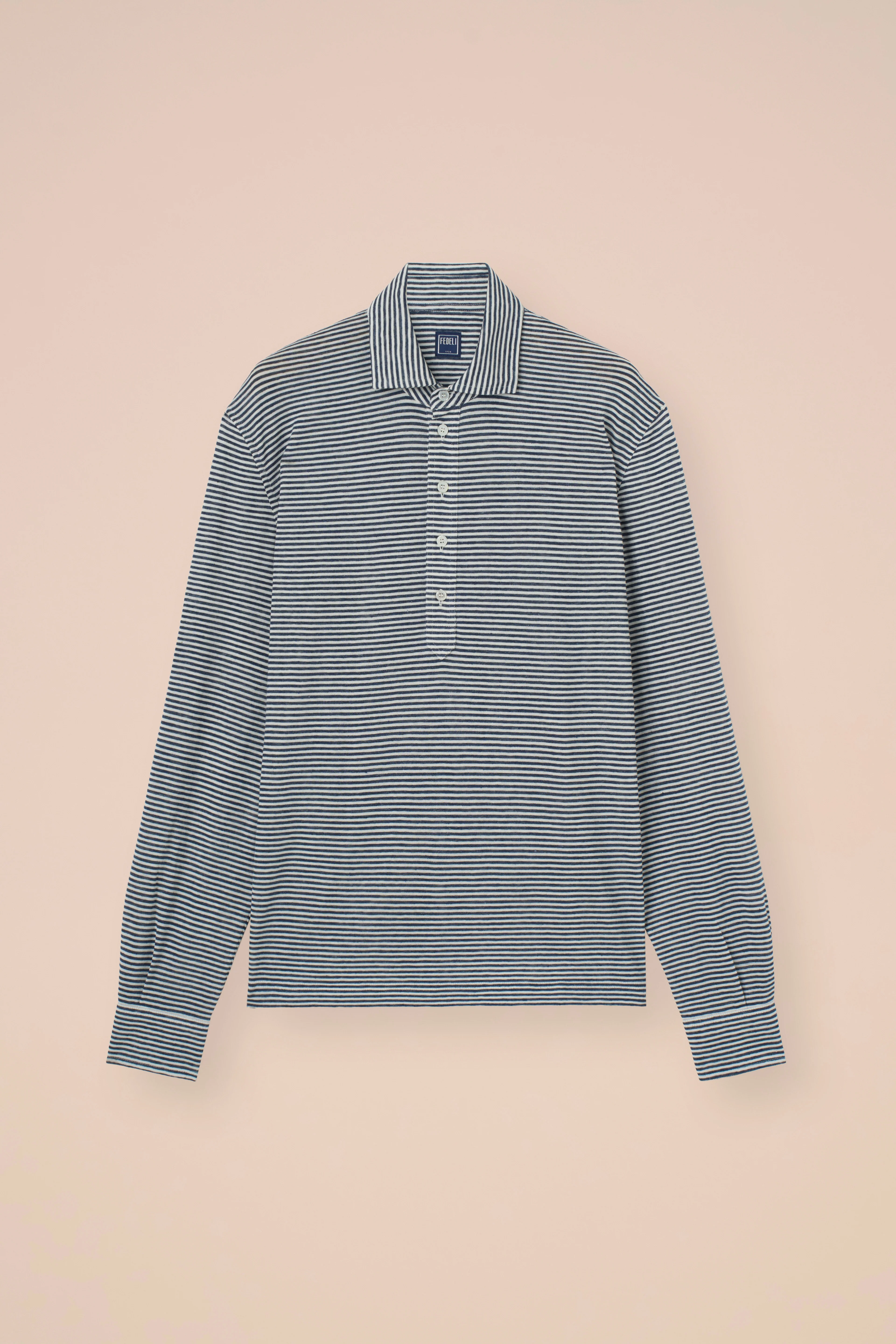 Five Linen Cotton Long Sleeve Striped Polo - Image 6
