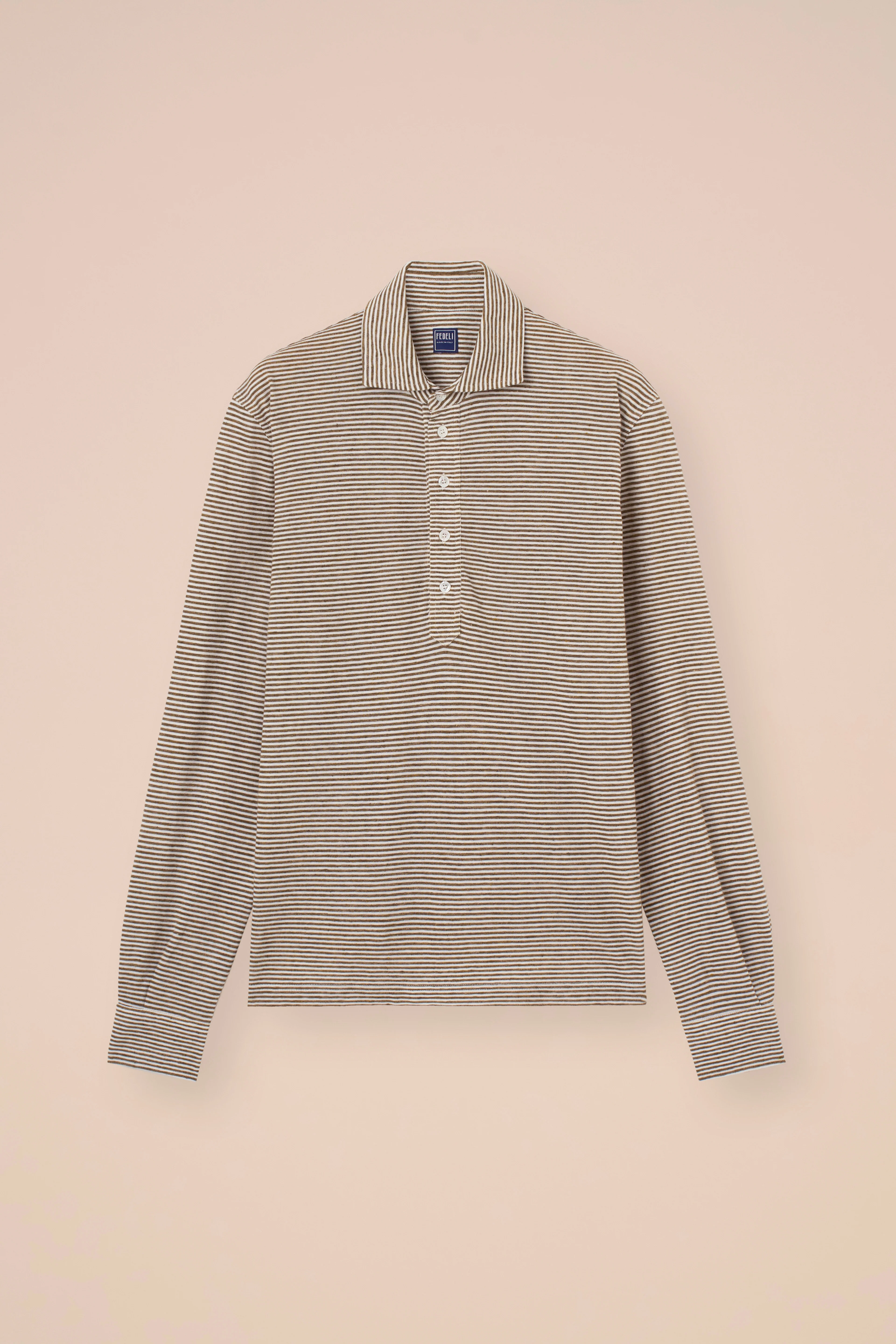 Five Linen Cotton Long Sleeve Striped Polo - Image 7