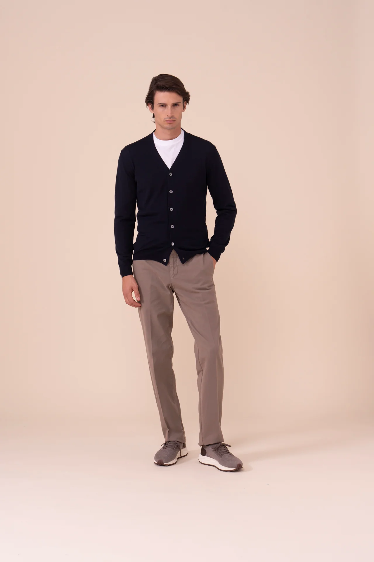 Superfine Wool Cardigan in iconic colors - Image 3