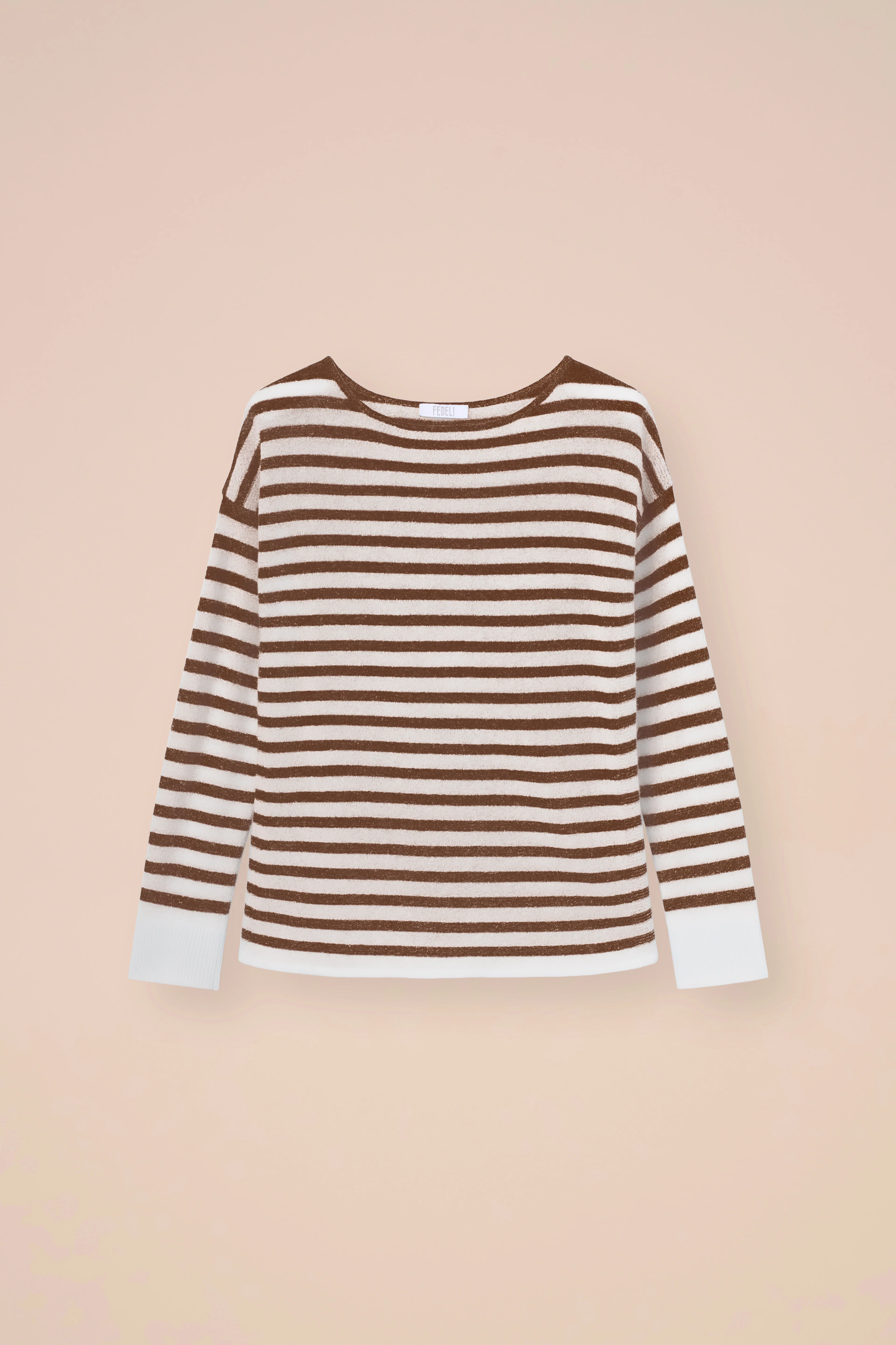 Kahlo Marble Cashmere and Linen Striped Boatneck - Image 6