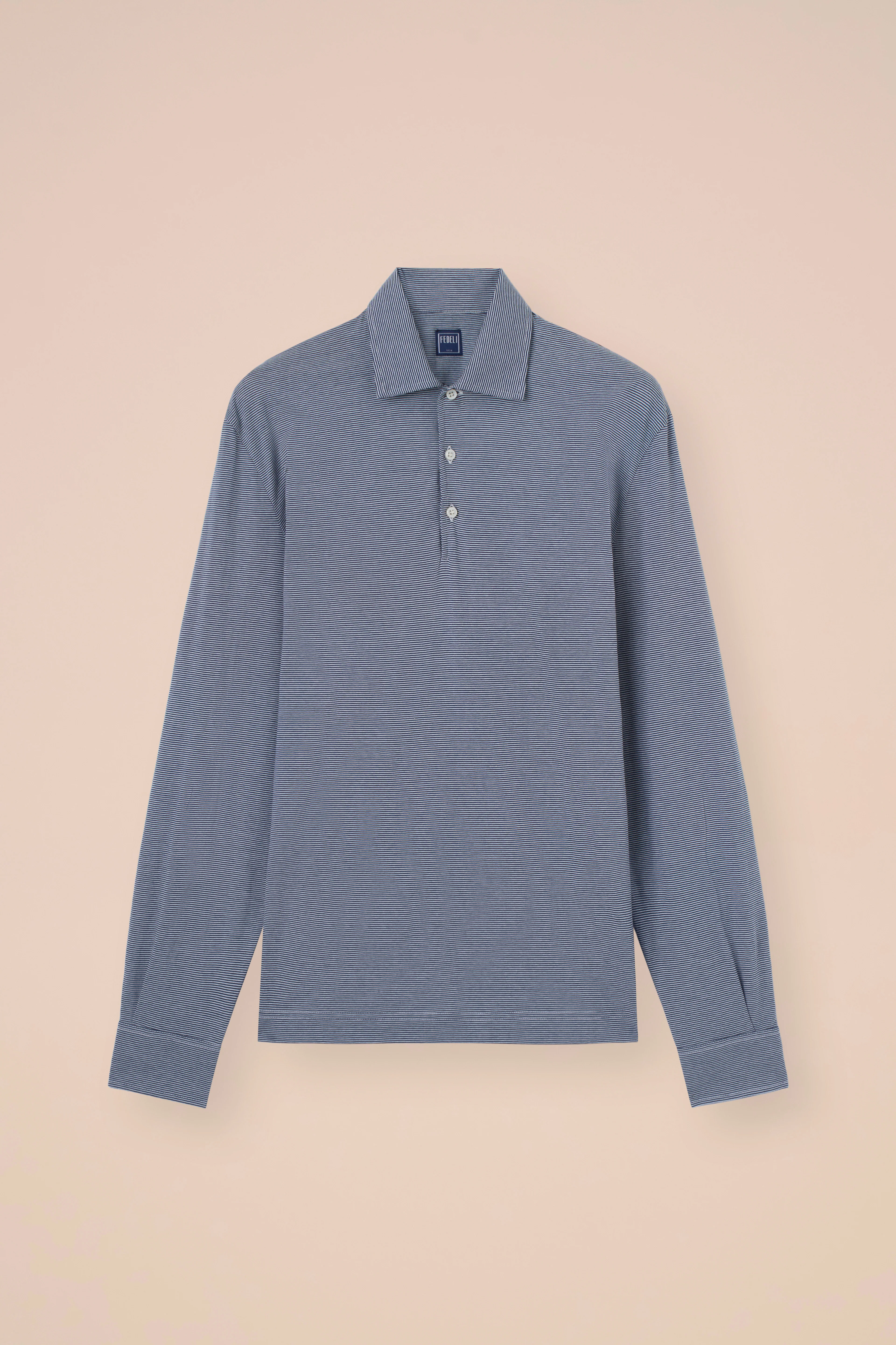 Libeccio Cotton Light Striped Long Sleeve Polo - Image 5