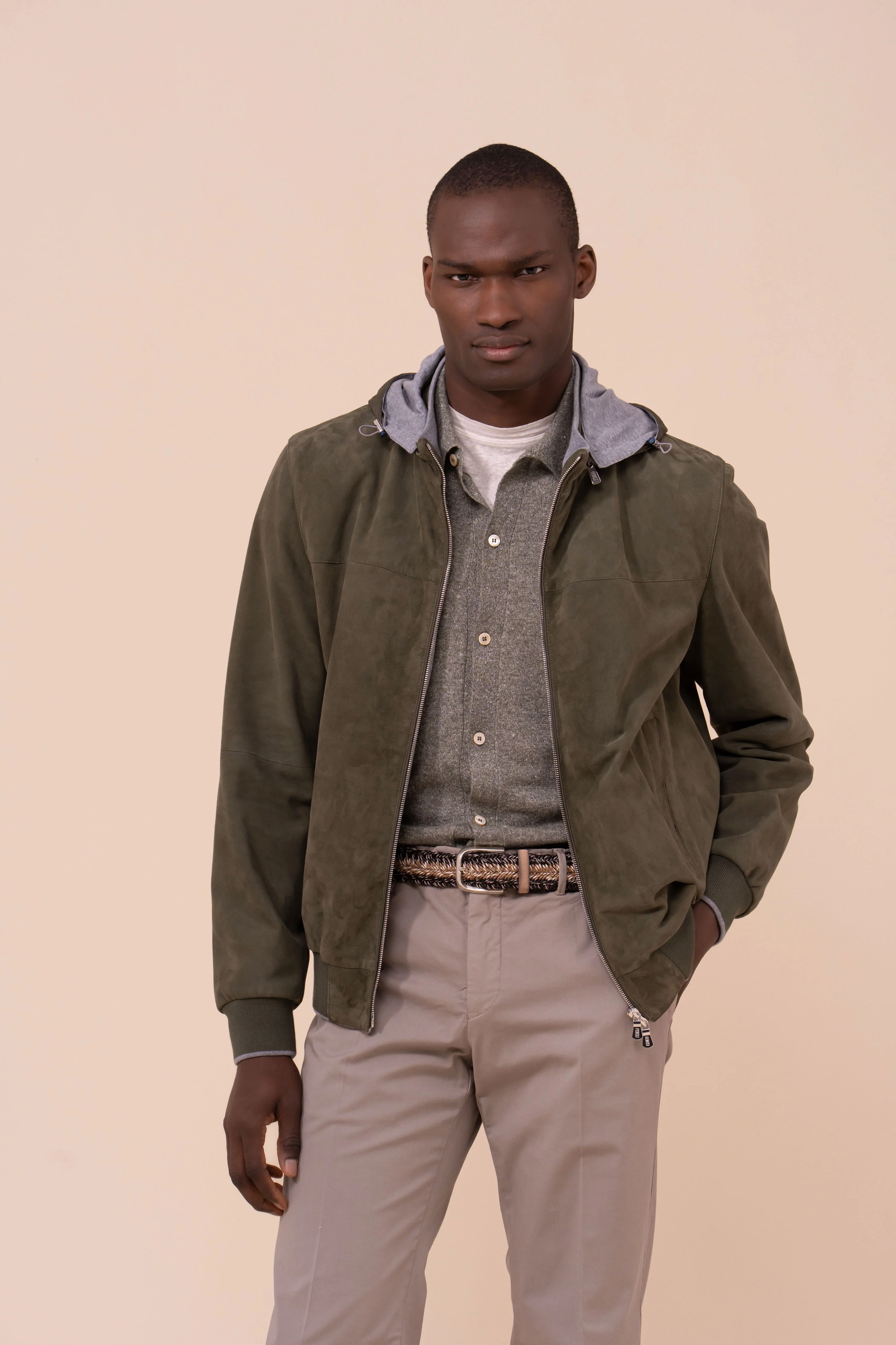 Vienna Suede Hooded Zipped Jacket