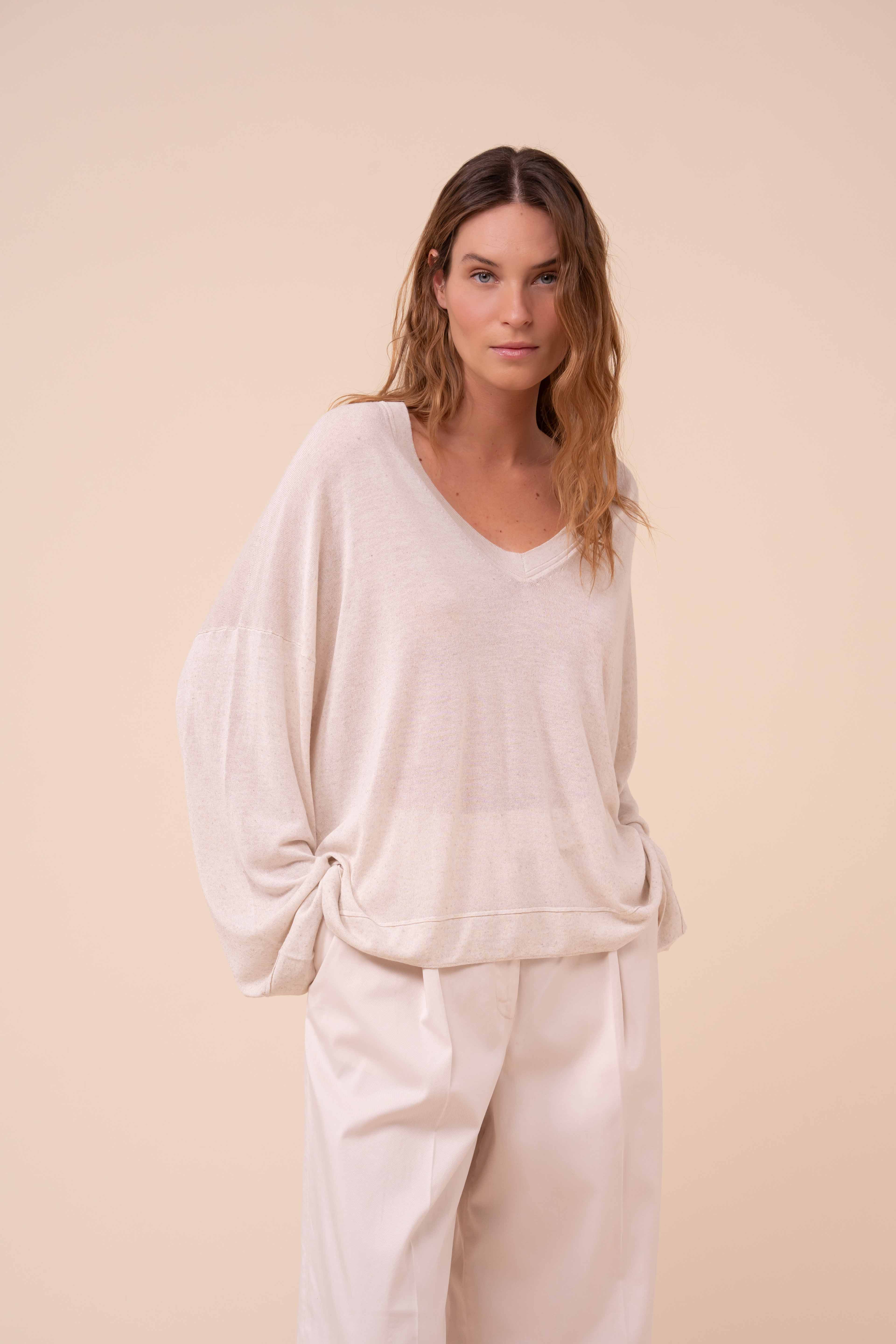 Miranda Viscose and Linen Blend V-neck