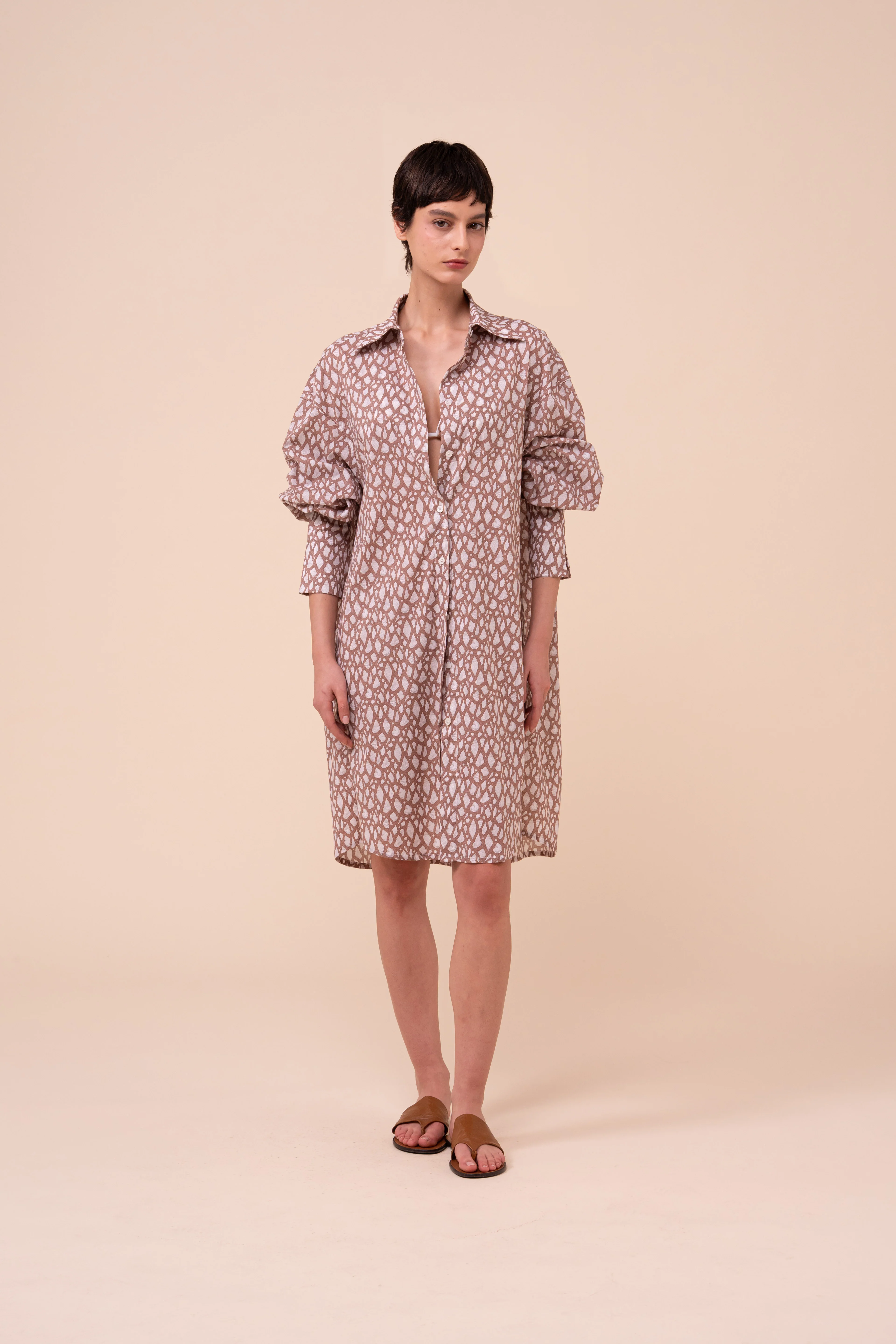 New Ade Printed Cotton Voile Overshirt - Shells Pattern