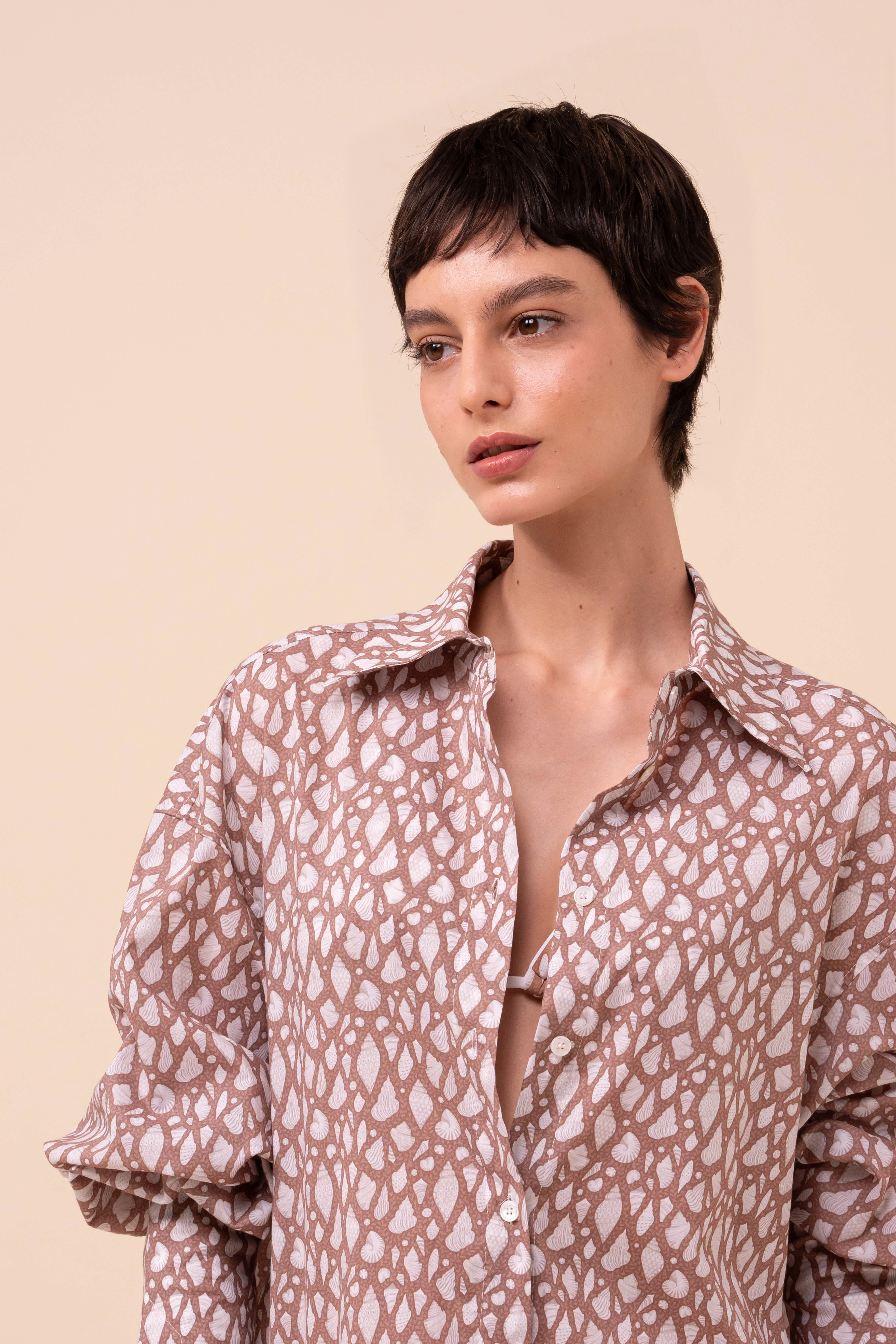 New Ade Printed Cotton Voile Overshirt - Shells Pattern - Image 4