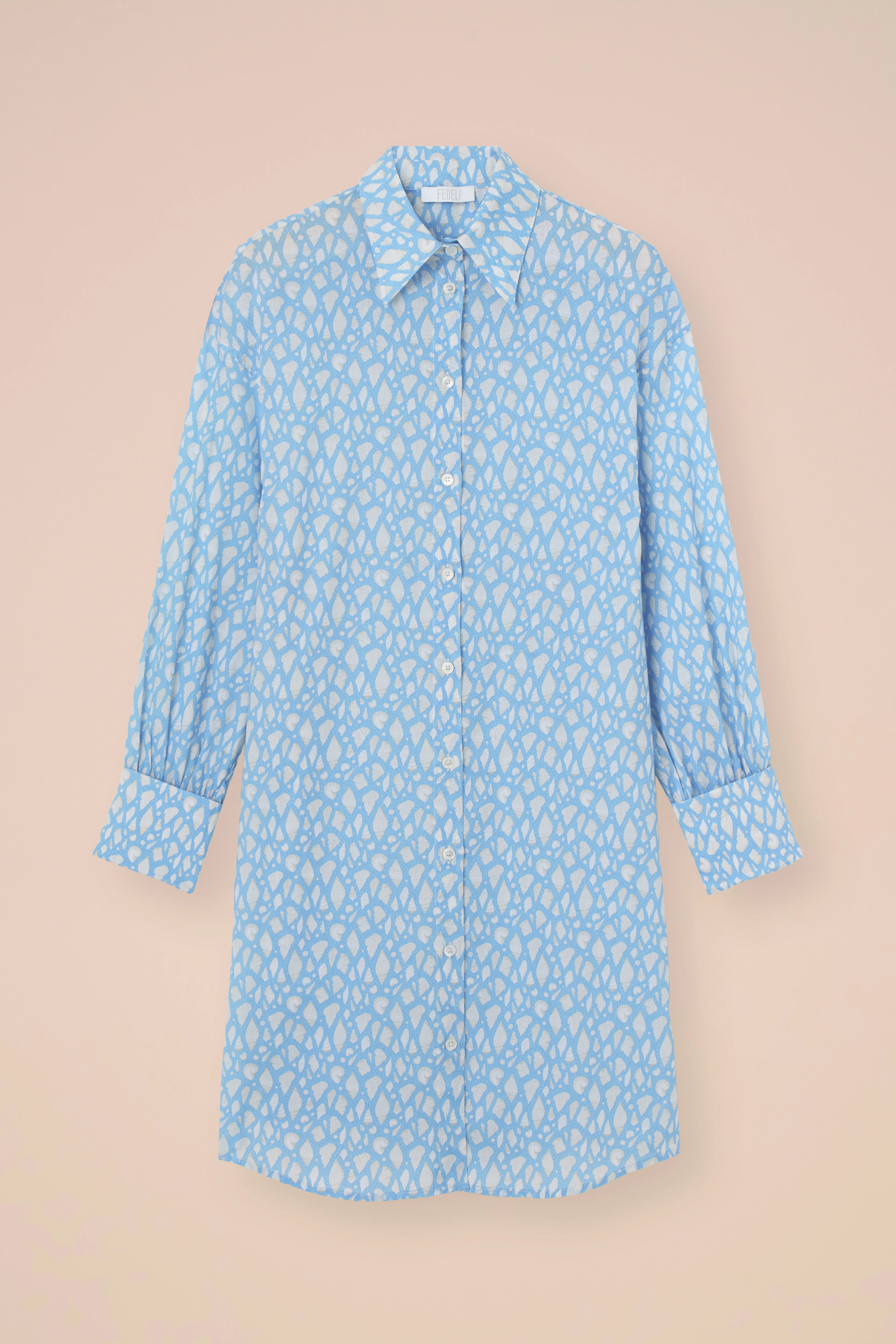 New Ade Printed Cotton Voile Overshirt - Shells Pattern - Image 6