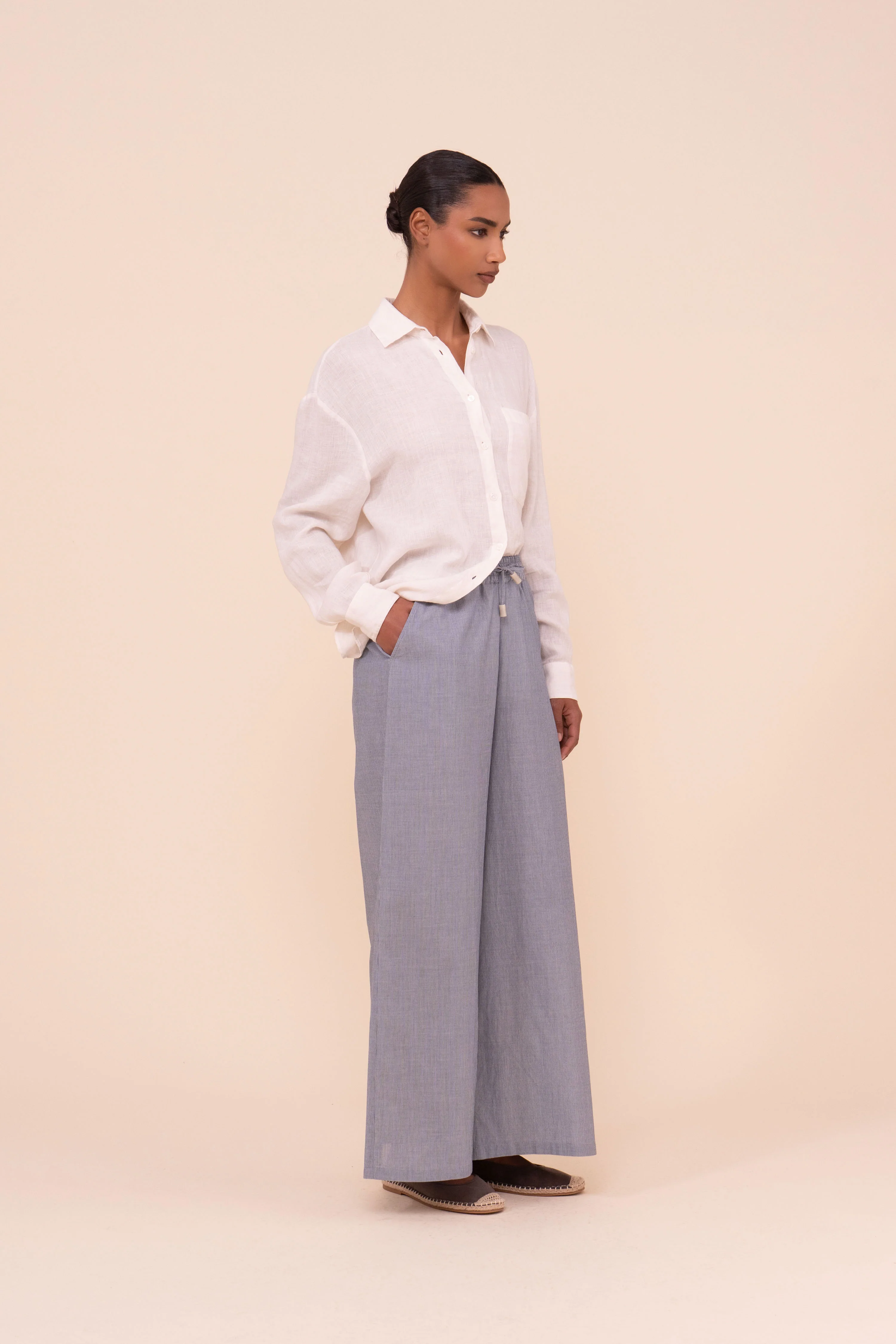 New Diana Striped Cotton Voile Pants