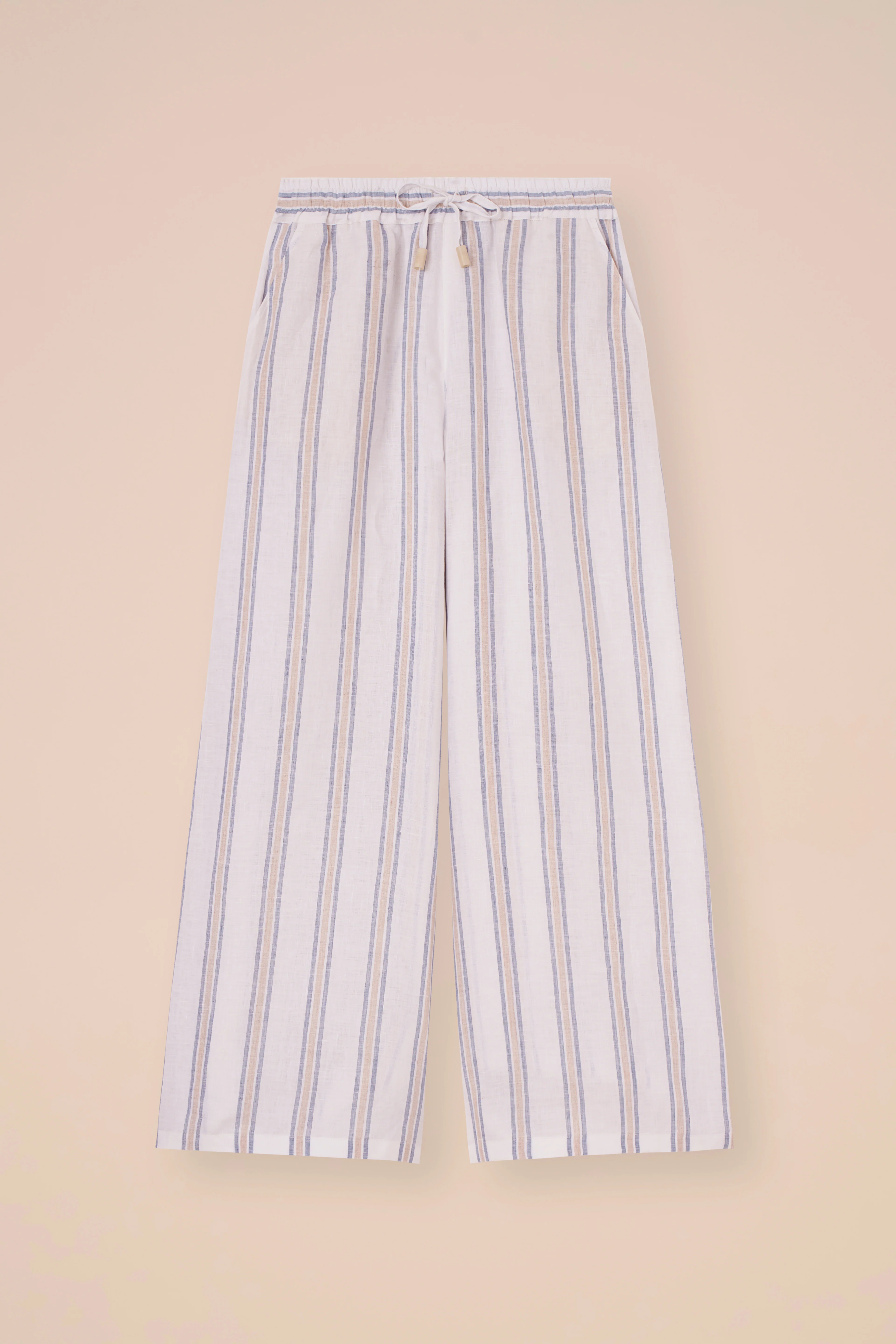 New Diana Miami Linen Striped Wide-Leg Trousers - Image 5