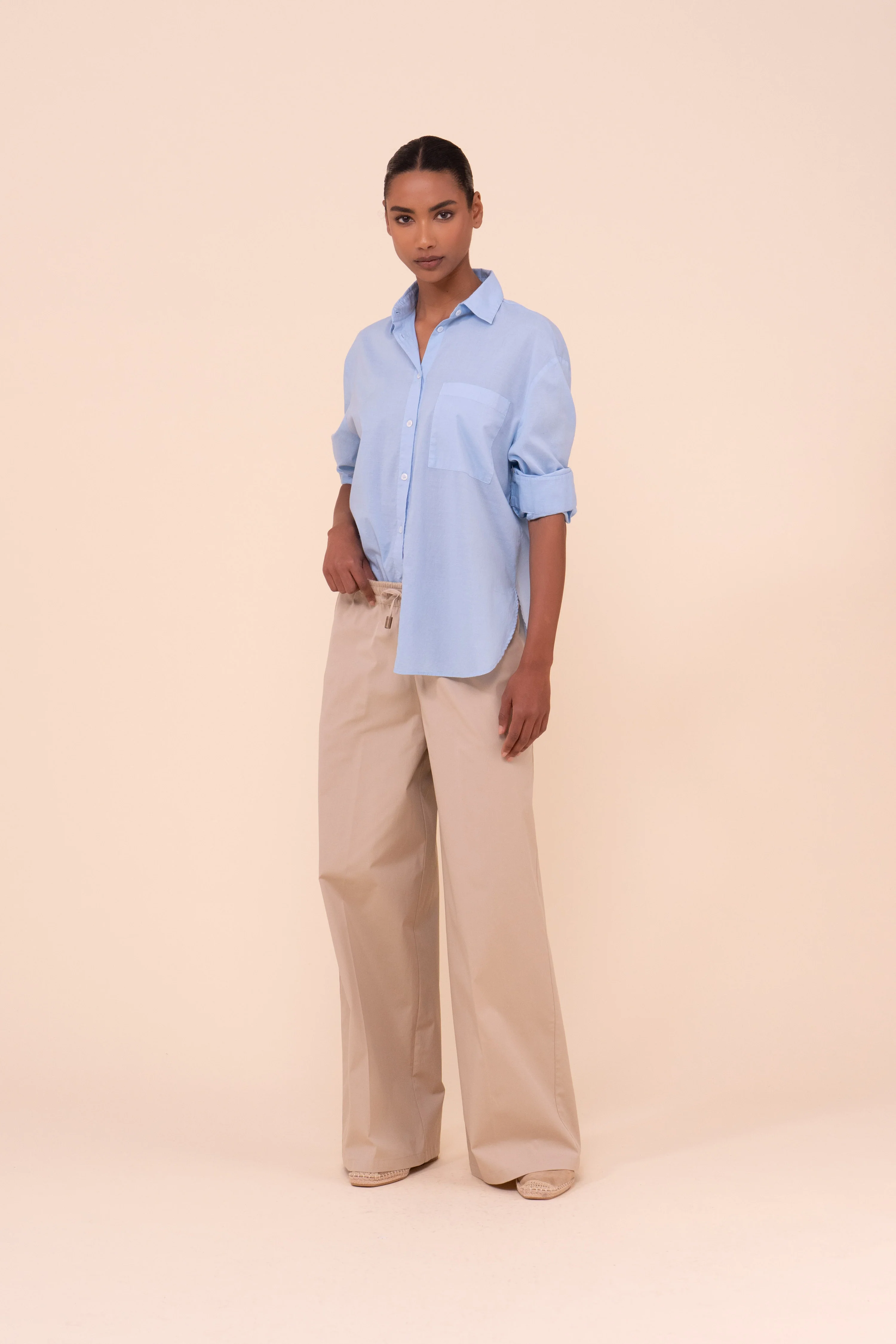 New Diana Cotton Poplin Wide-Leg Pants