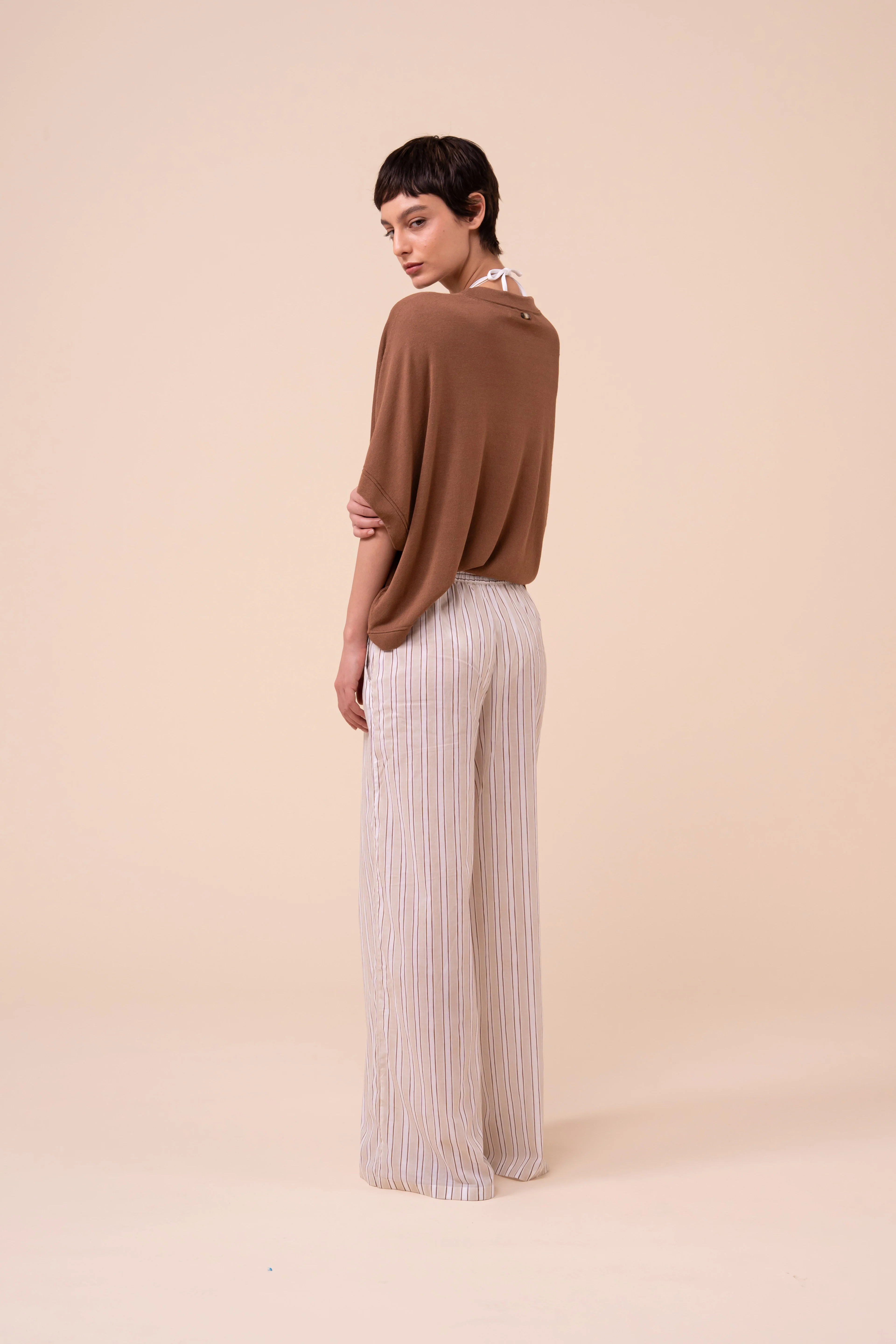New Diana Printed Cotton Voile Wide-Leg Pants - Striped Pattern - Image 3