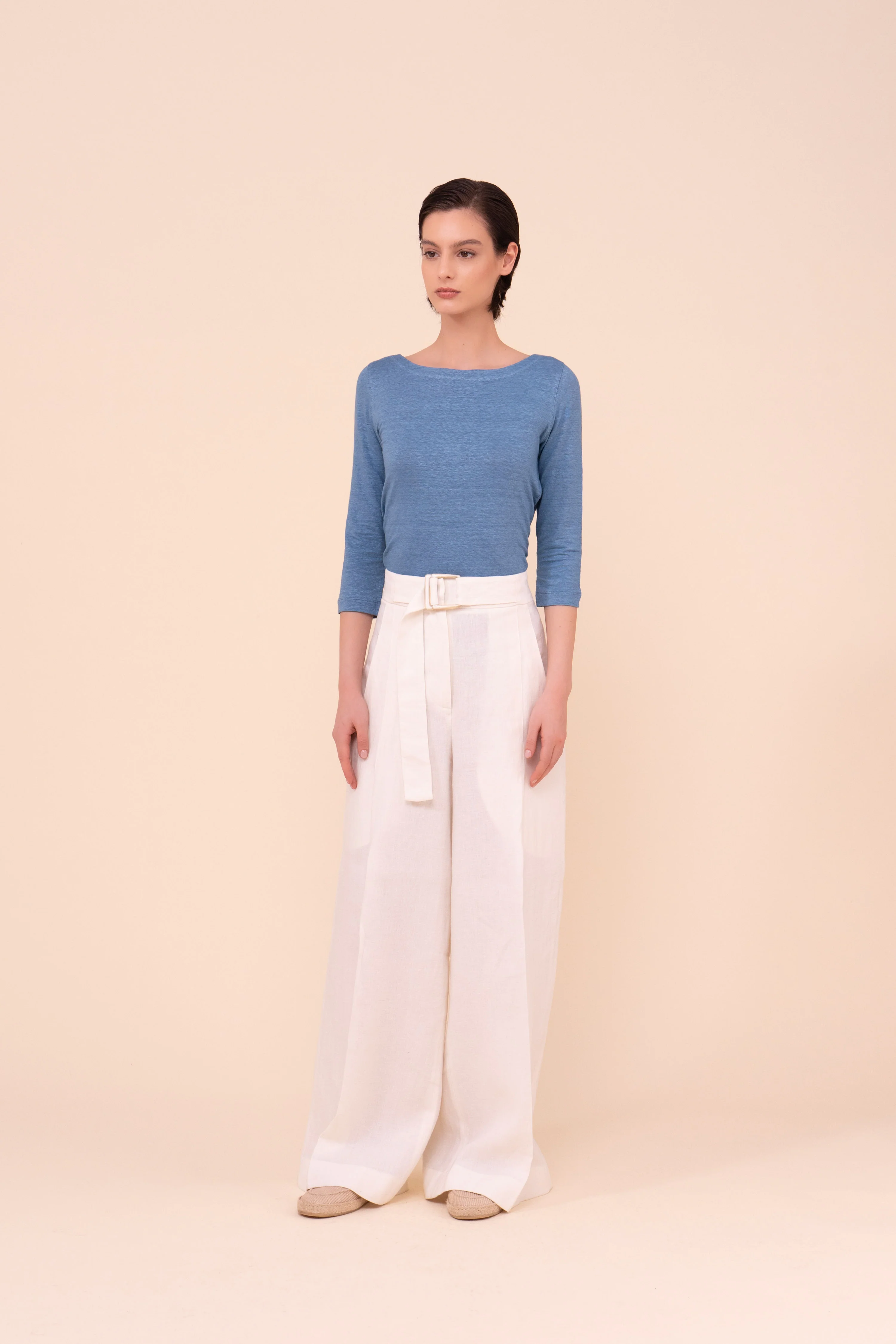 Luna Three-Quarter Sleeve Linen T-Shirt - Image 2