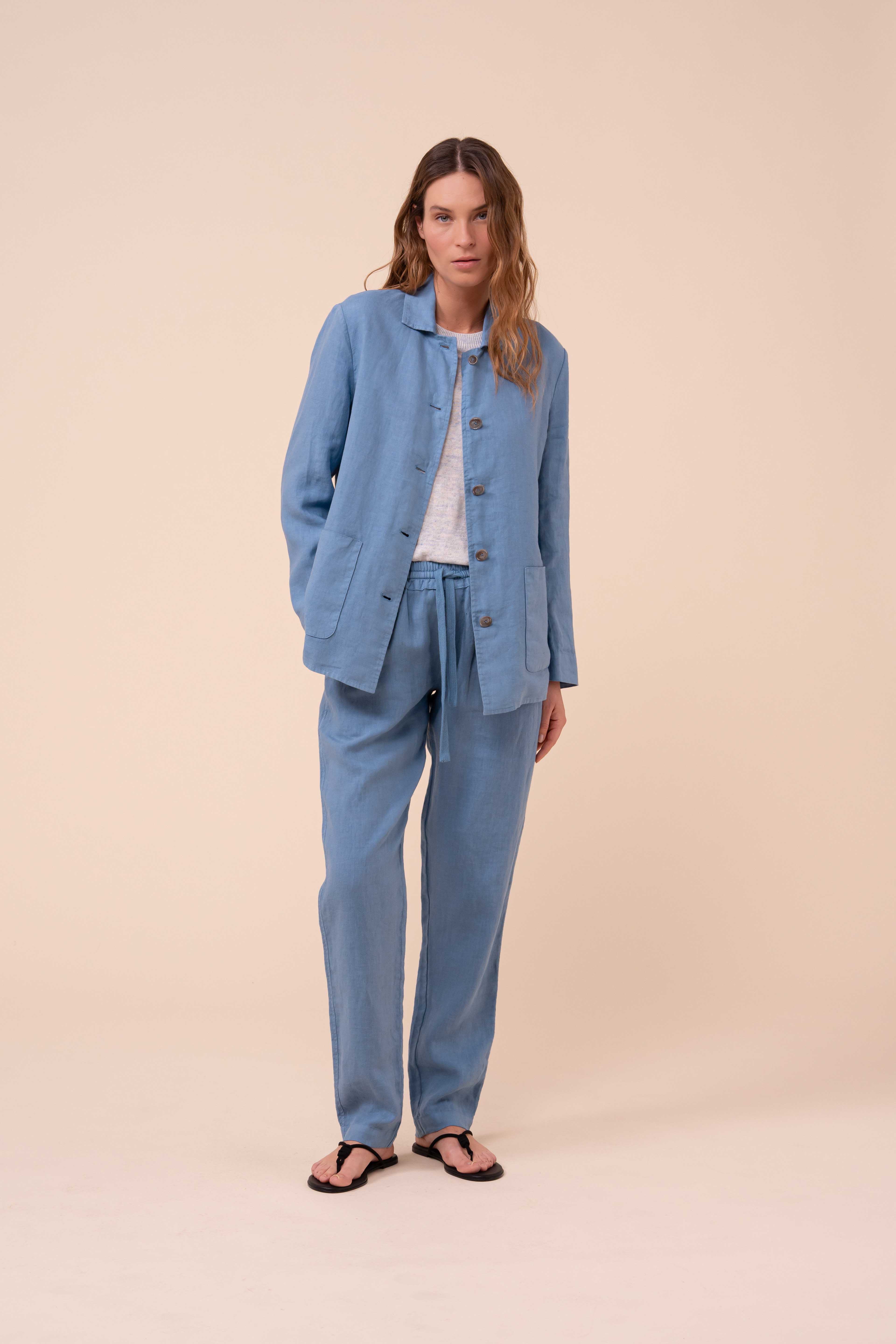 Oxford Linen Shirt Jacket - Image 2