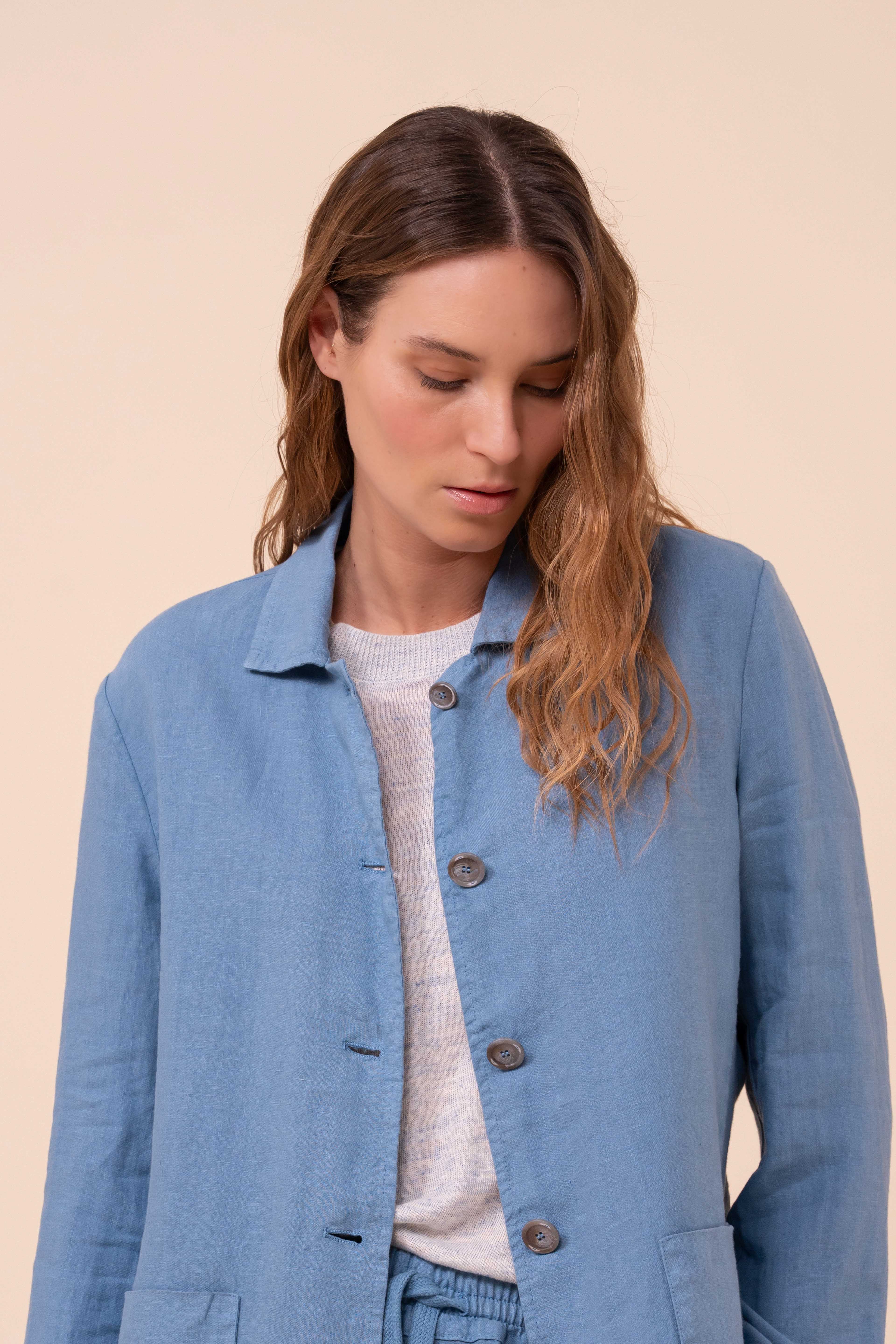 Oxford Linen Shirt Jacket - Image 4