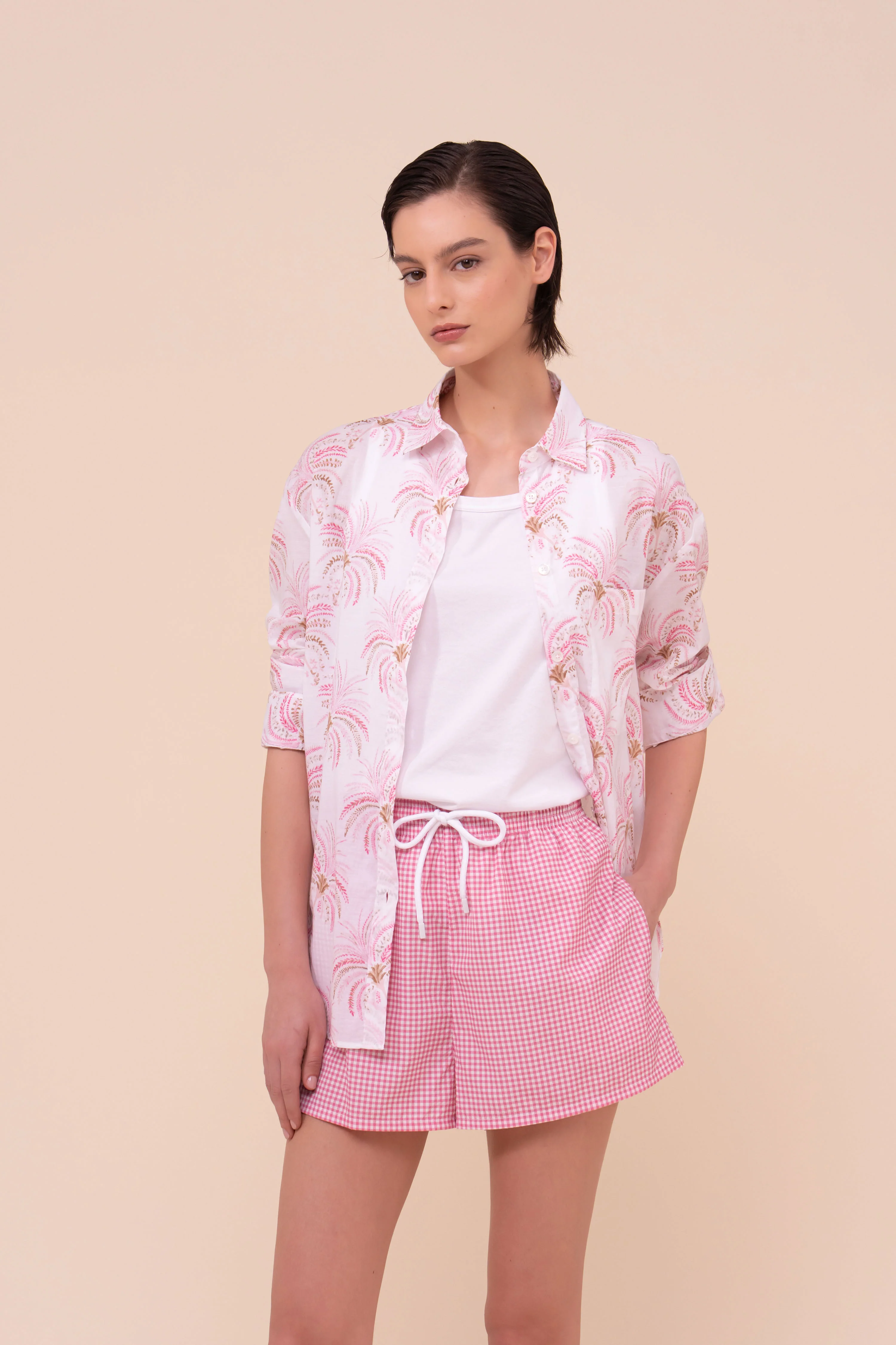 Palmaria Printed Cotton Voile Shirt - Palms Pattern