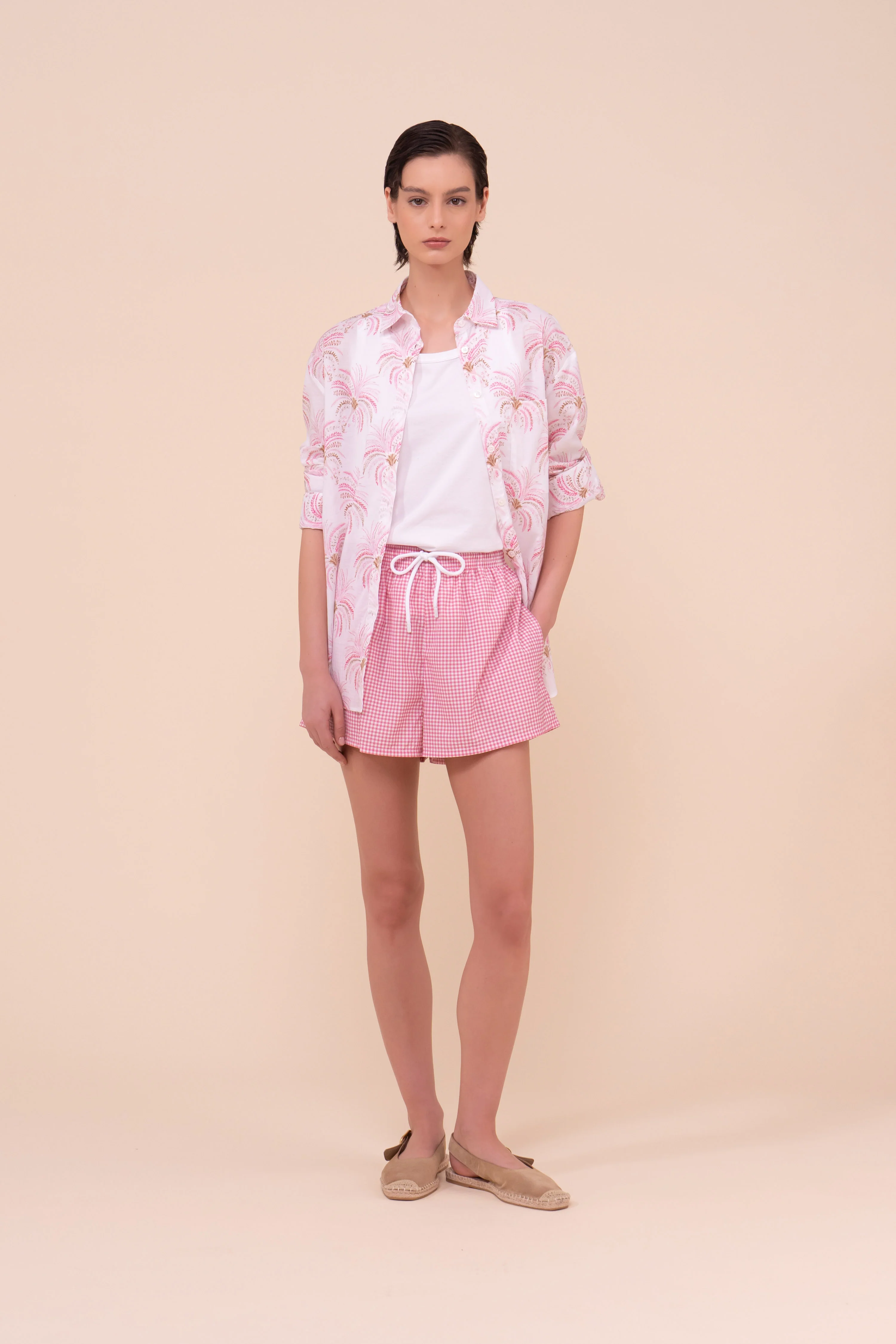 Palmaria Printed Cotton Voile Shirt - Palms Pattern - Image 2