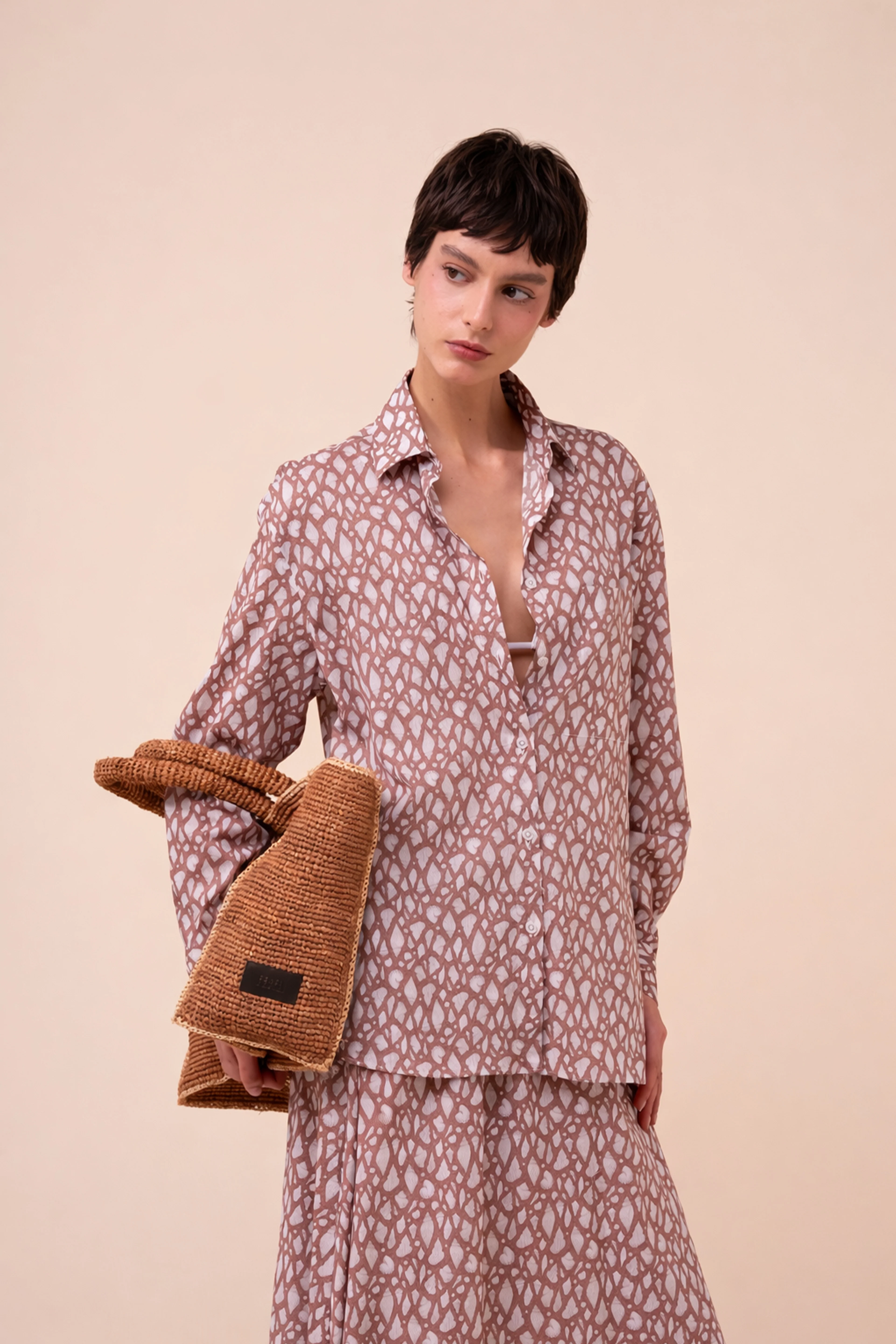 Palmaria Printed Cotton Voile Shirt - Shells Pattern