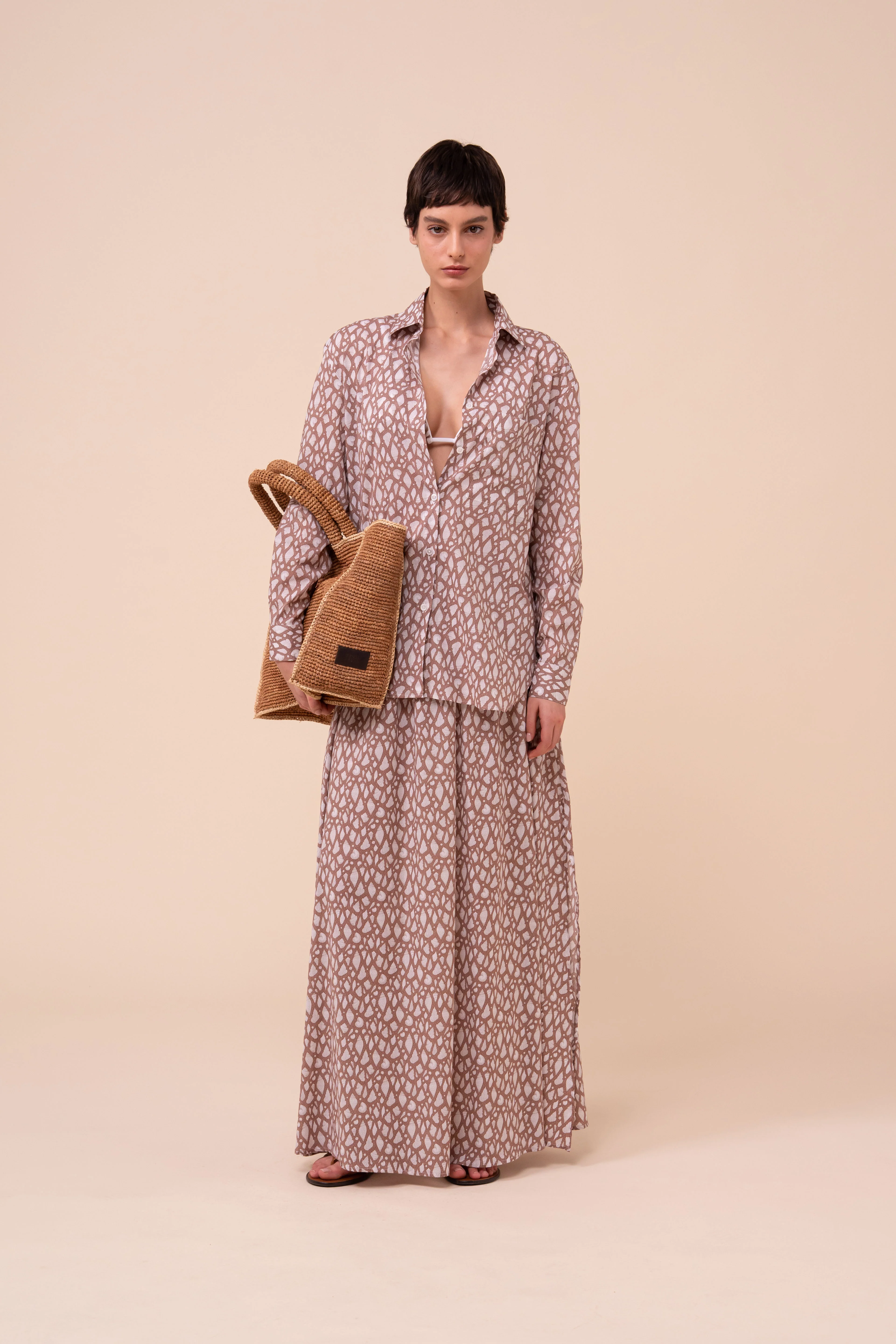 Palmaria Printed Cotton Voile Shirt - Shells Pattern - Image 2