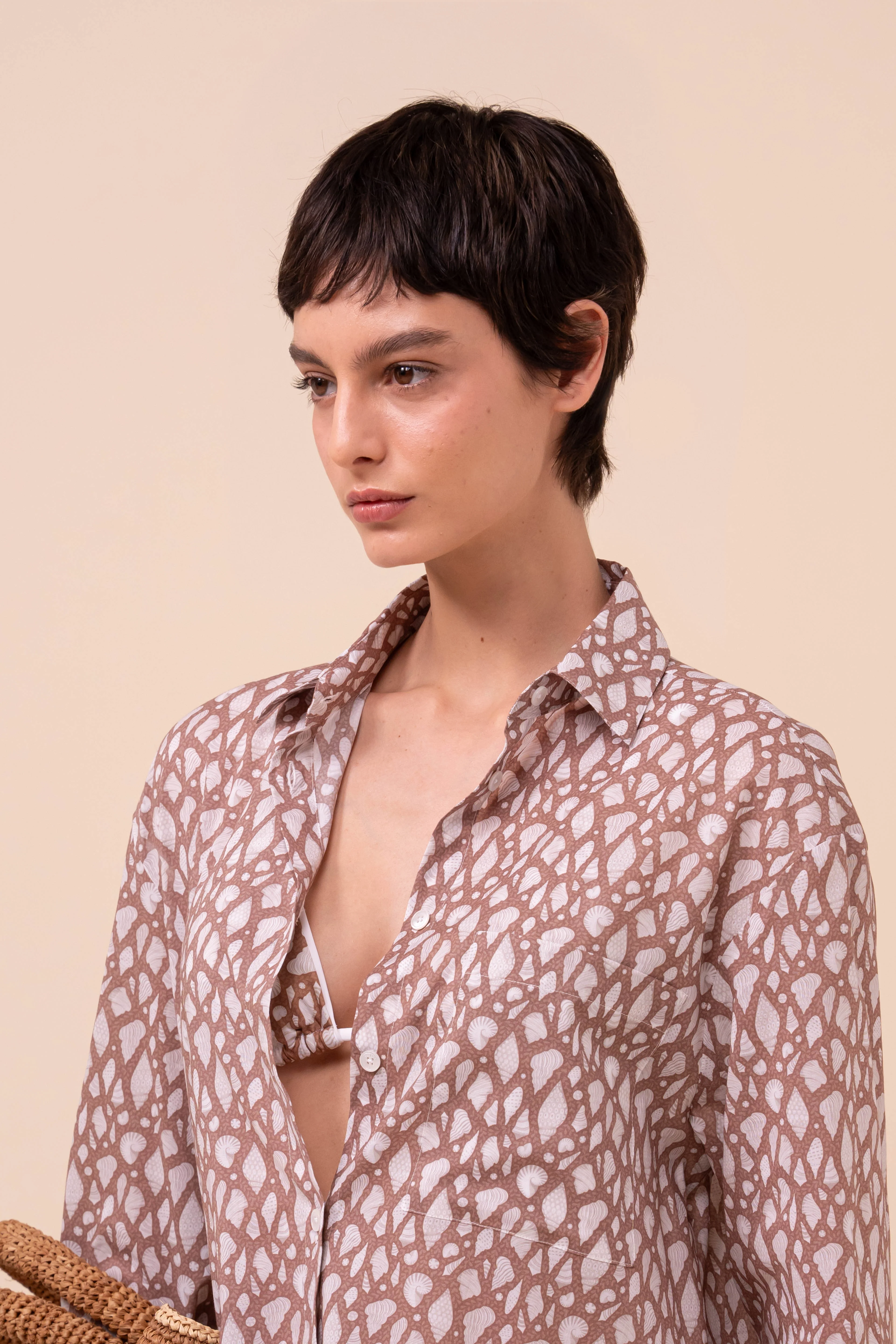 Palmaria Printed Cotton Voile Shirt - Shells Pattern - Image 4