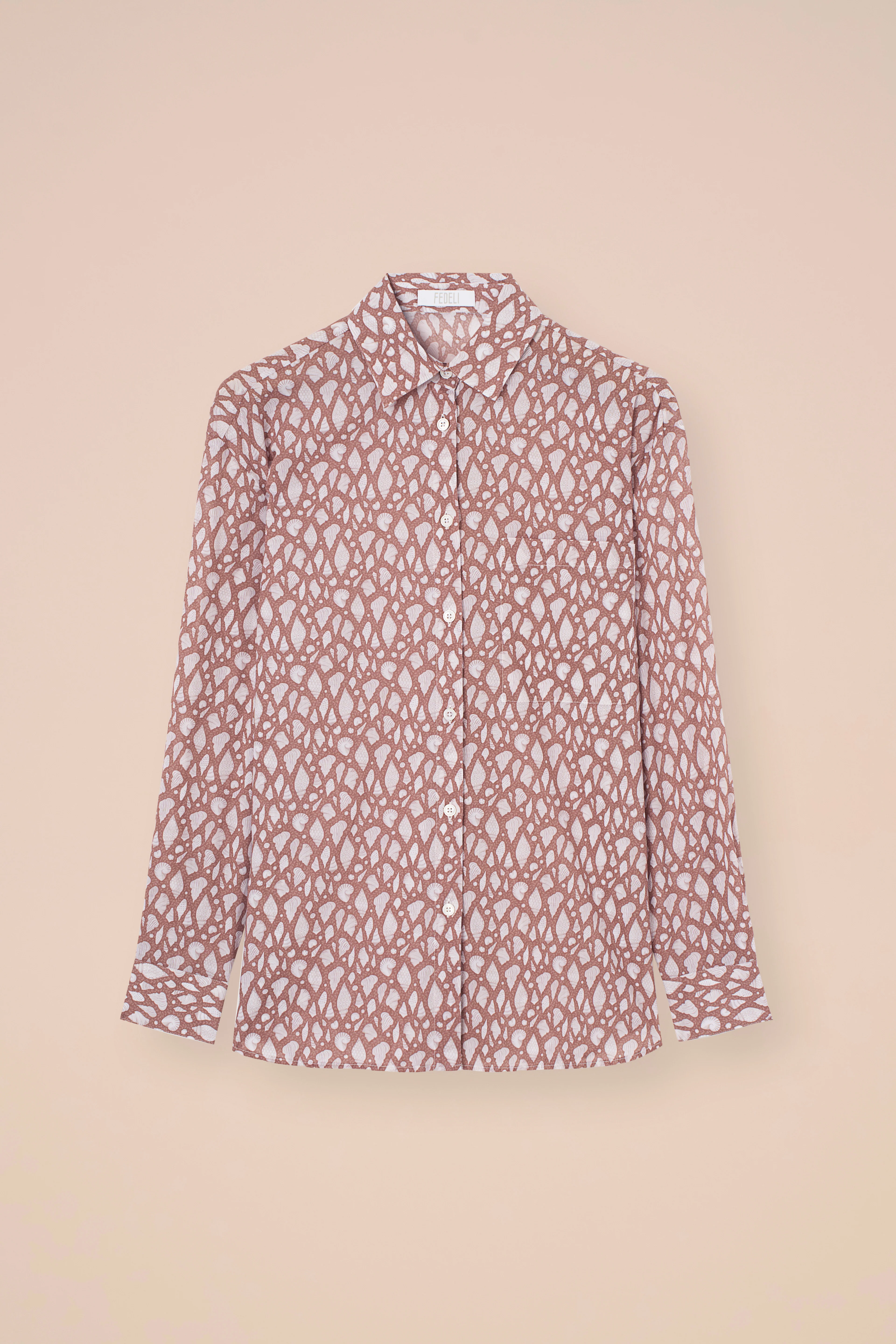 Palmaria Printed Cotton Voile Shirt - Shells Pattern - Image 5
