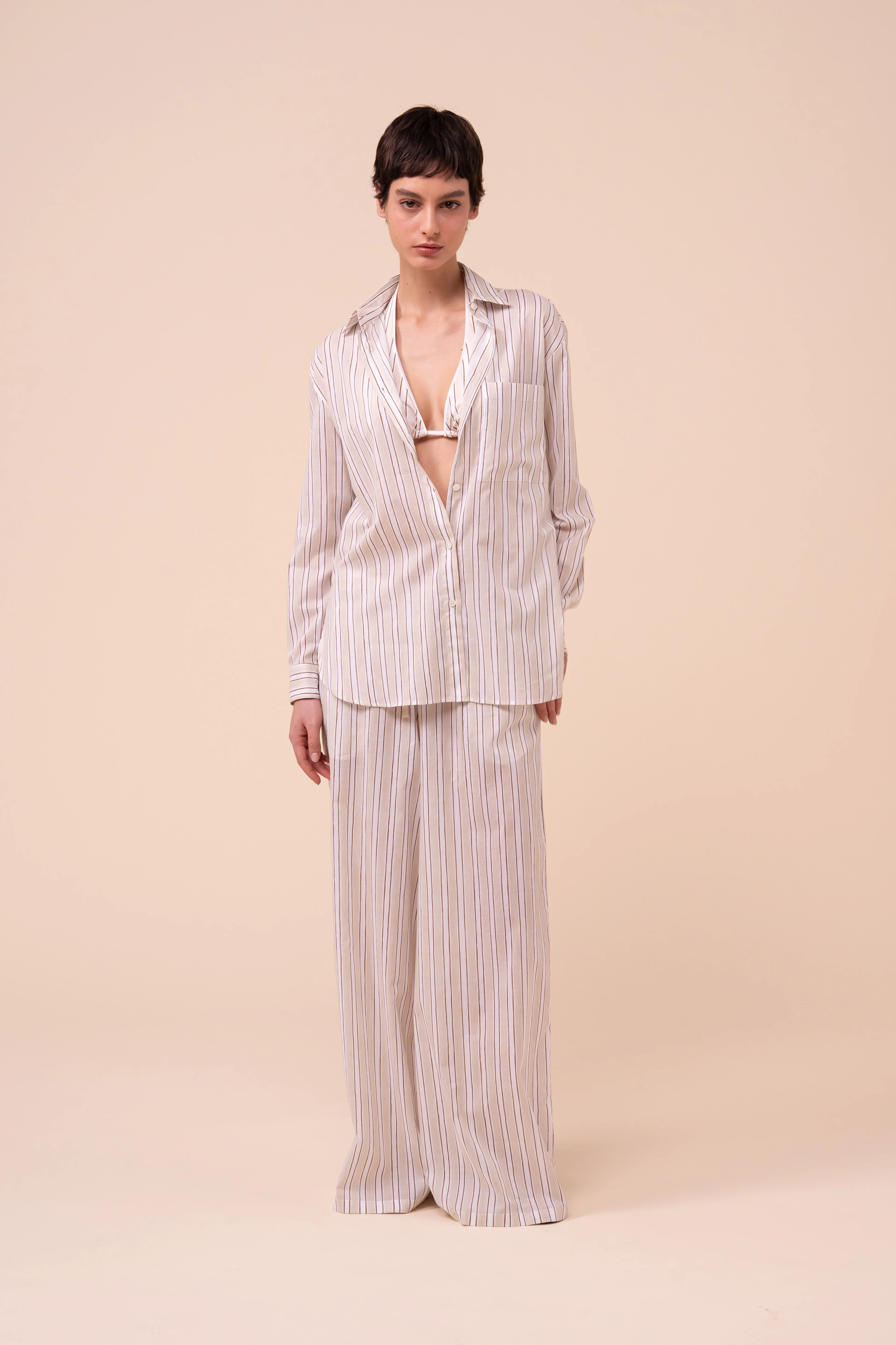 Palmaria Printed Cotton Voile Shirt - Striped Pattern - Image 2