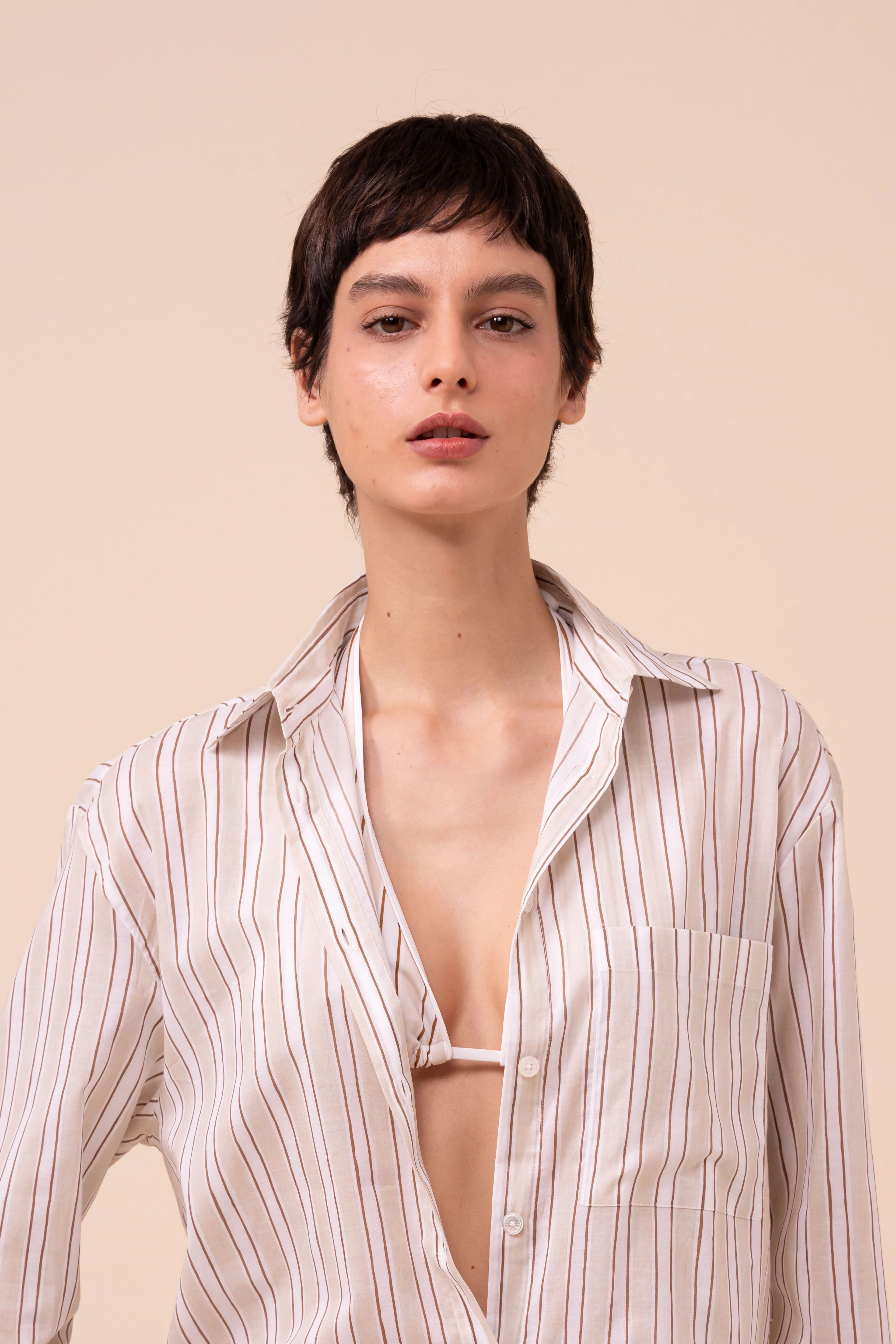 Palmaria Printed Cotton Voile Shirt - Striped Pattern - Image 4