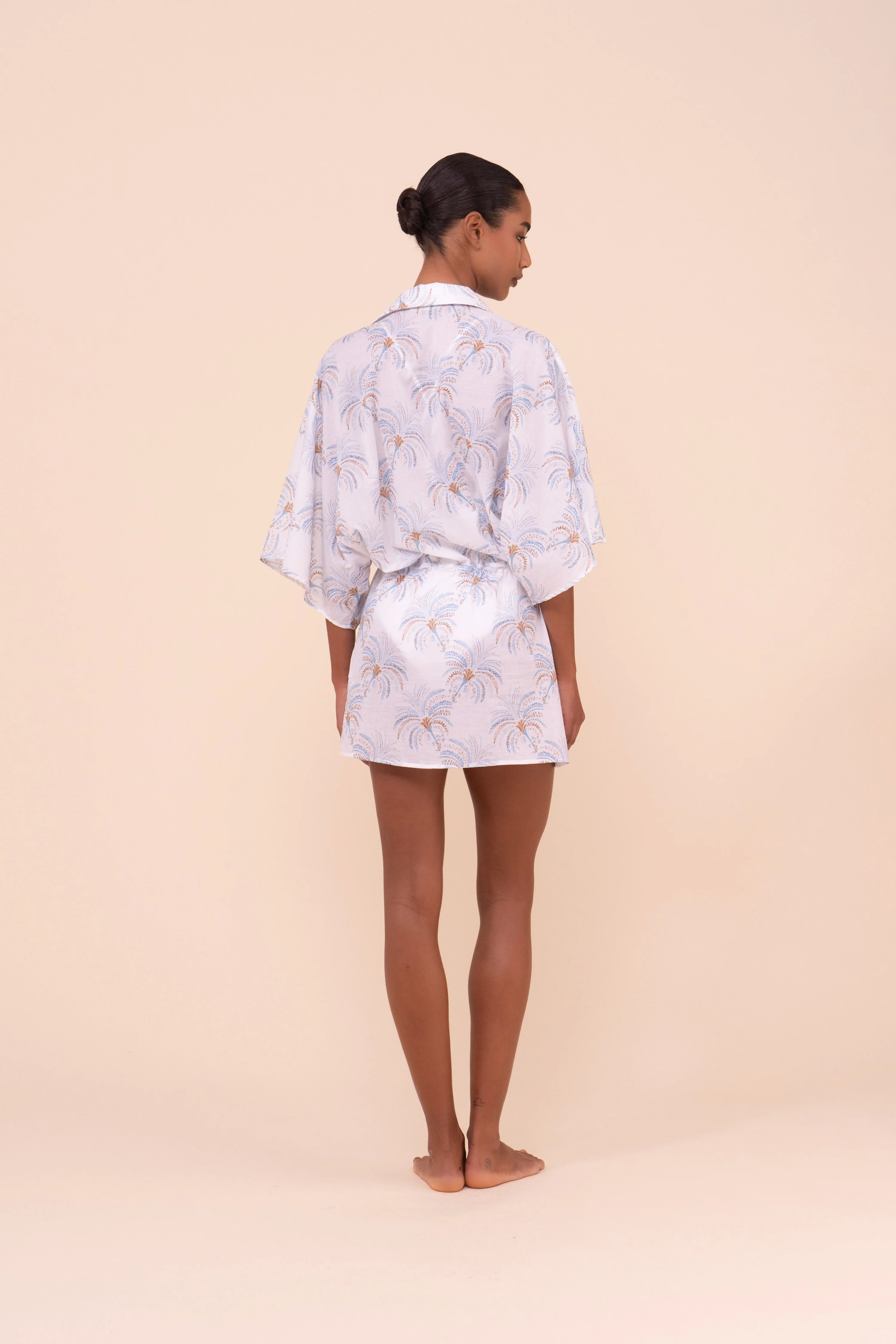 Palmi Printed Cotton Voile Kaftan - Palms Pattern - Image 3