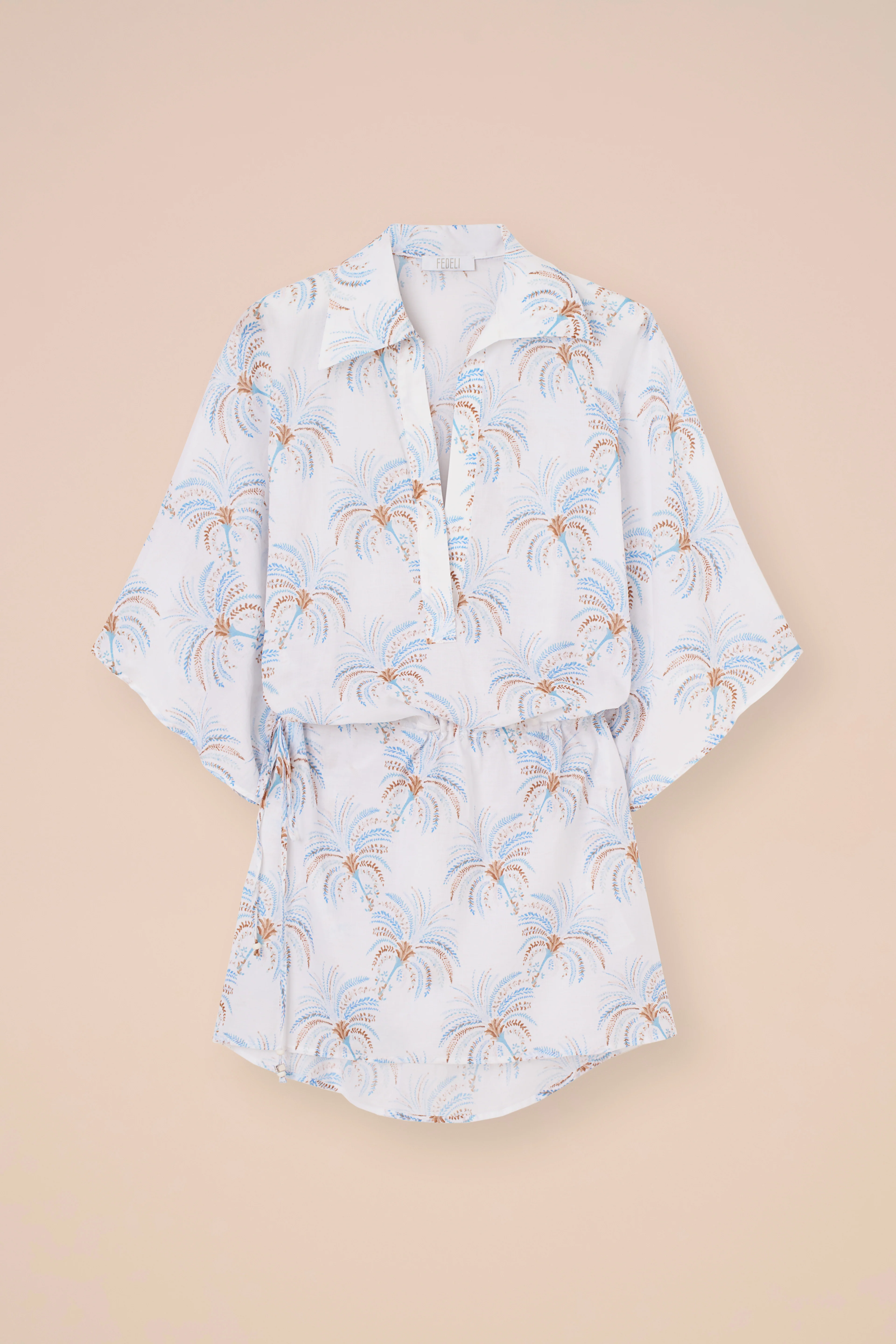 Palmi Printed Cotton Voile Kaftan - Palms Pattern - Image 5