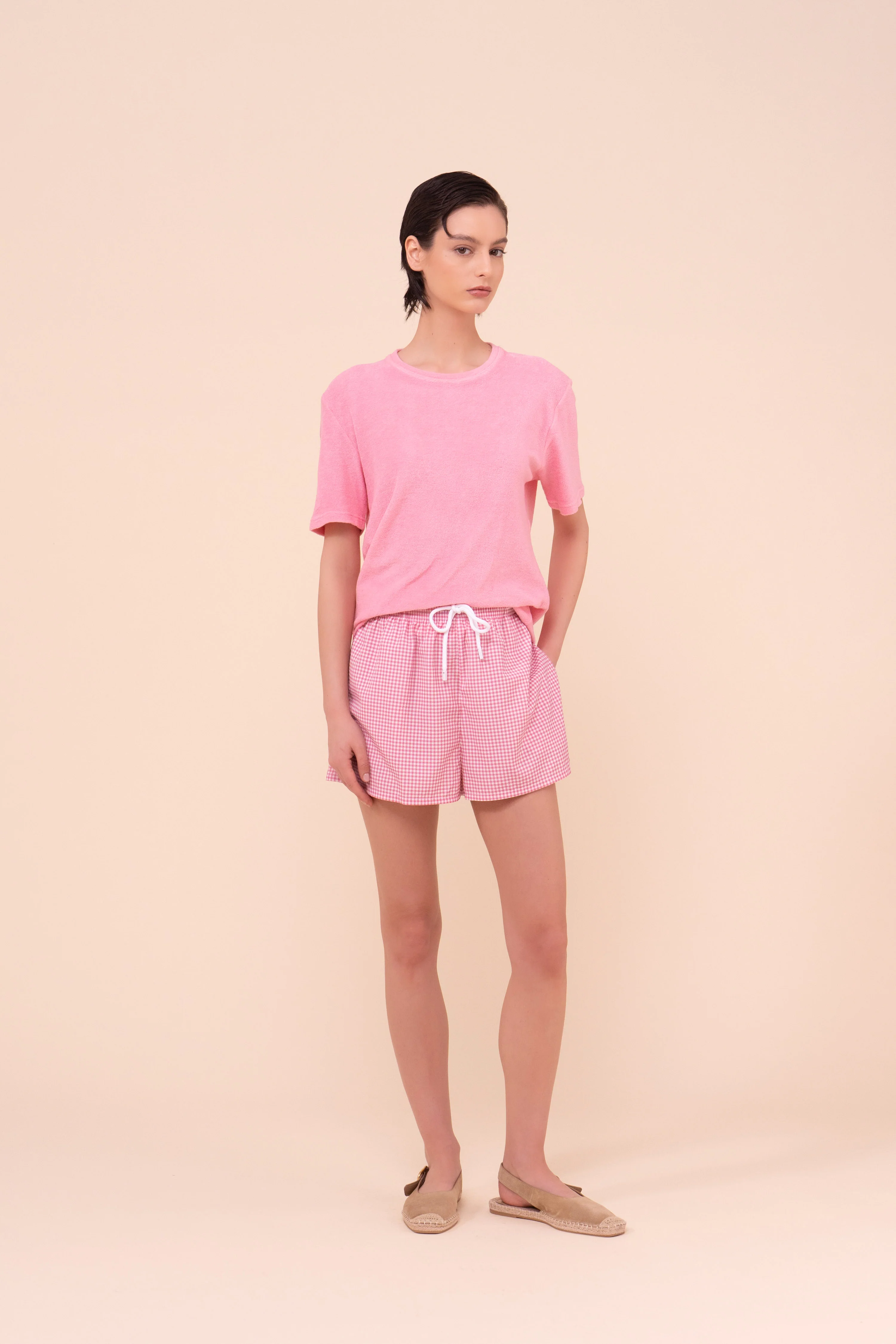 Panarea Seersucker Bermuda Shorts - Gingham Pattern
