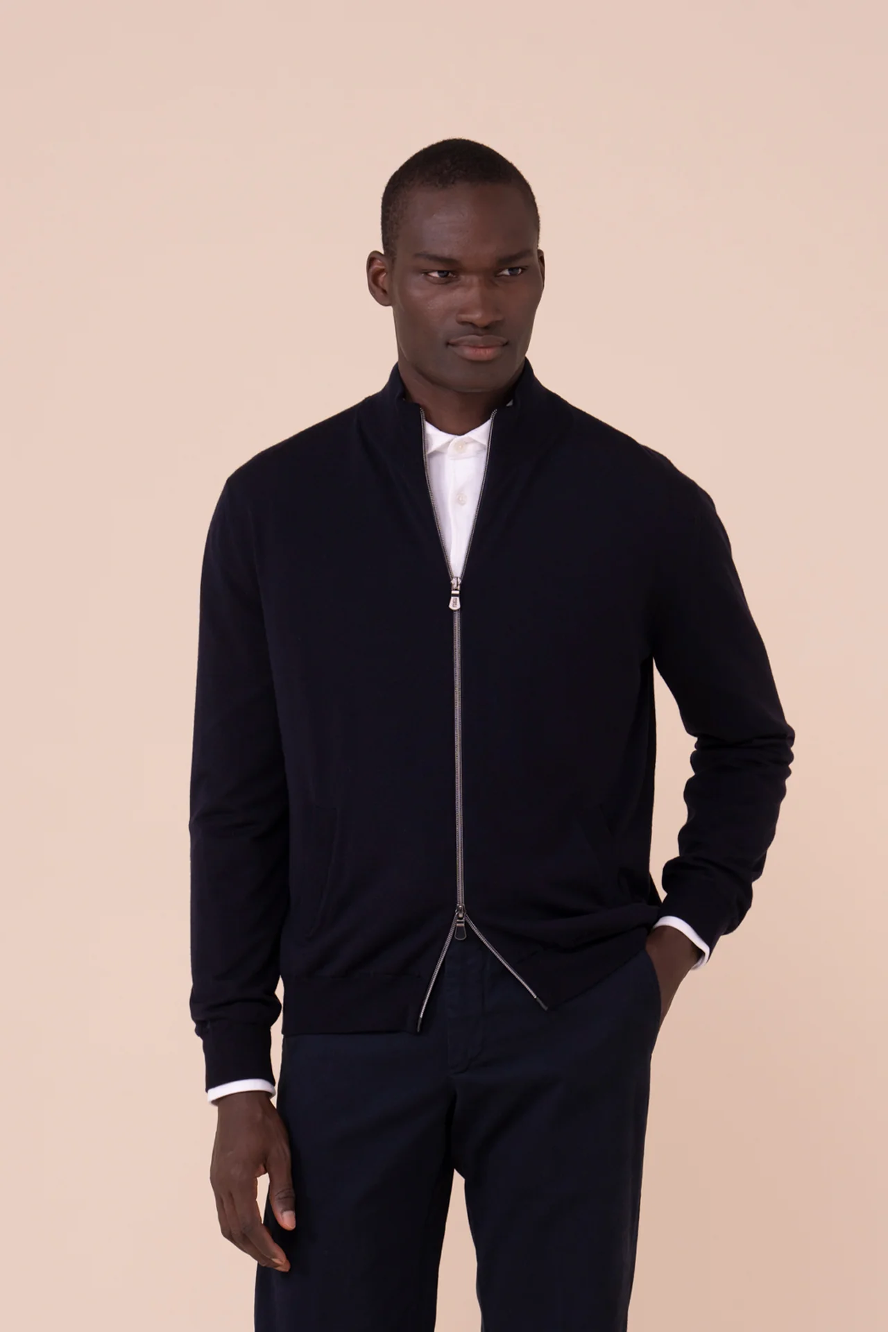 Paros Wool Knit Bomber in iconic blue