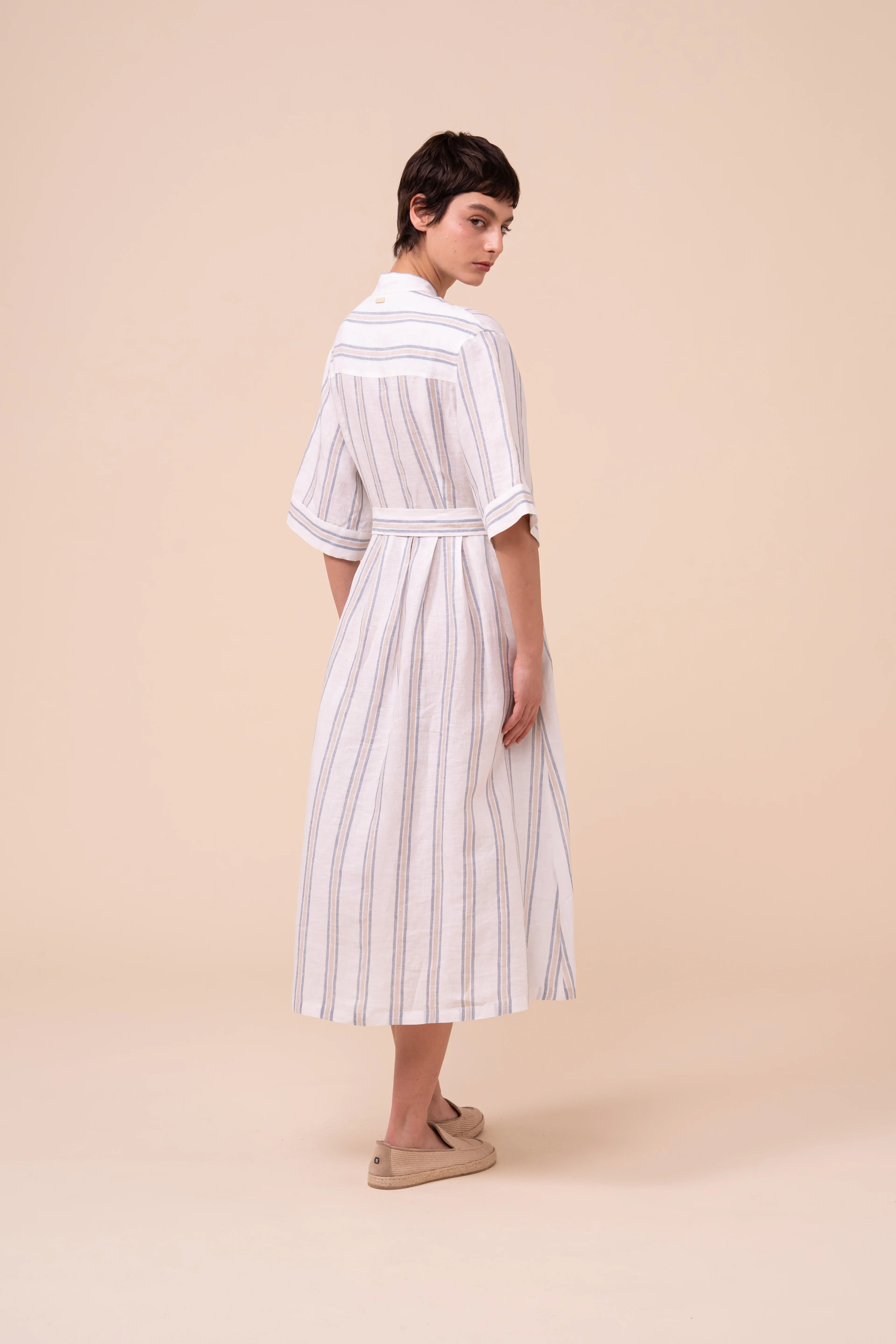 Rossi Miami Linen Striped Front-Open Striped - Image 3