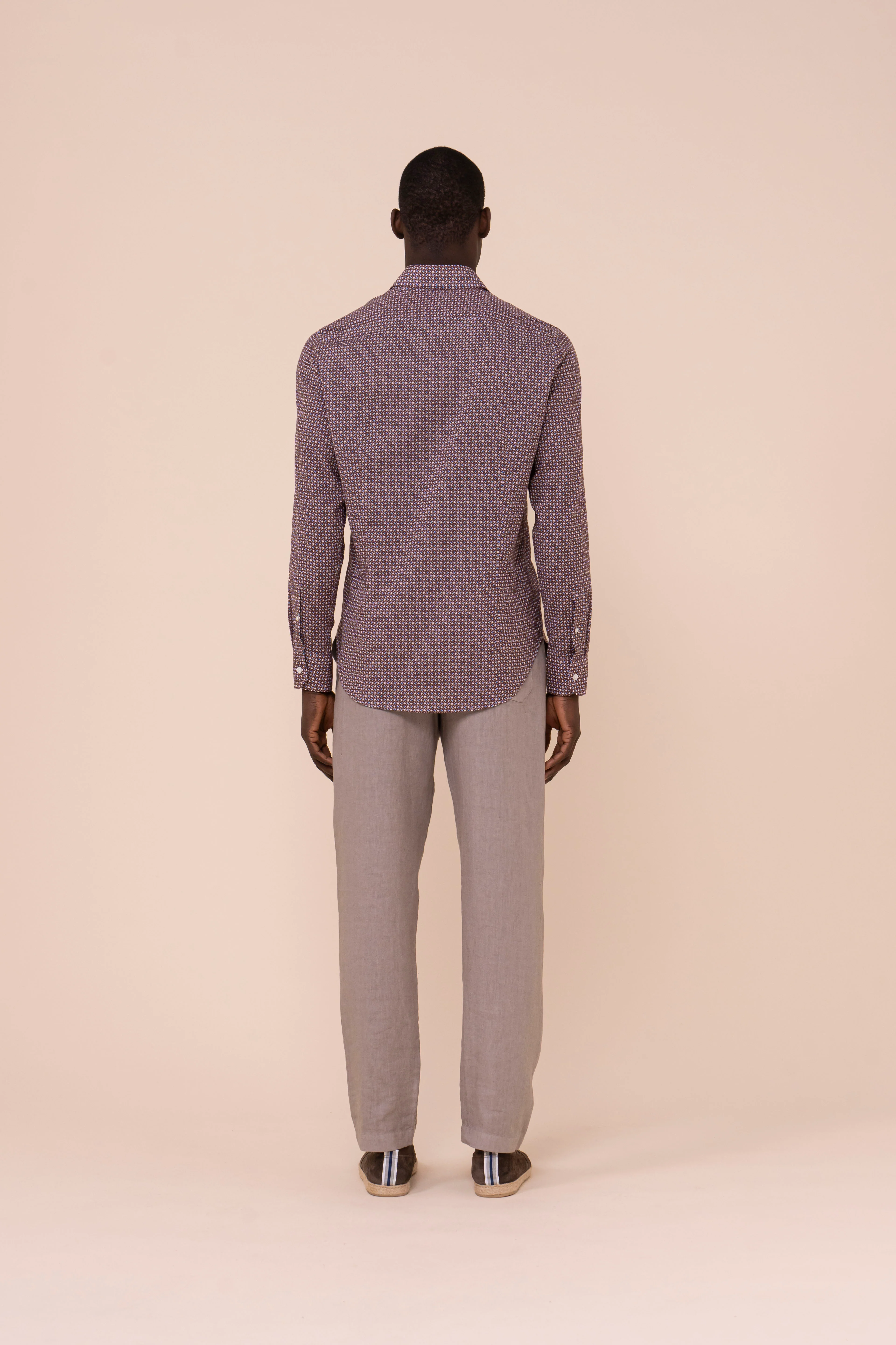 Sean Cotton Voile Printed Shirt - Geometric Pattern - Image 3