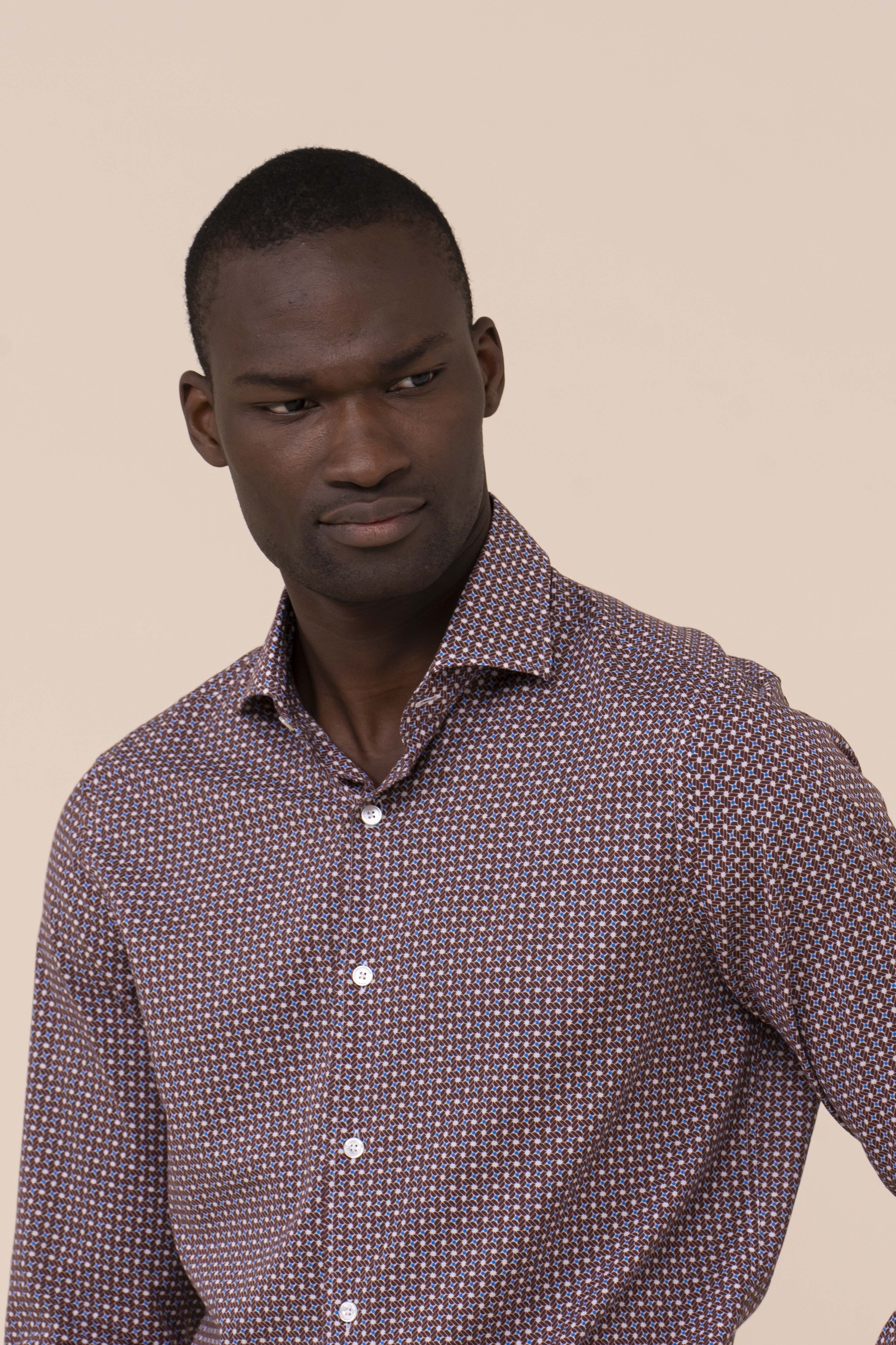 Sean Cotton Voile Printed Shirt - Geometric Pattern - Image 4