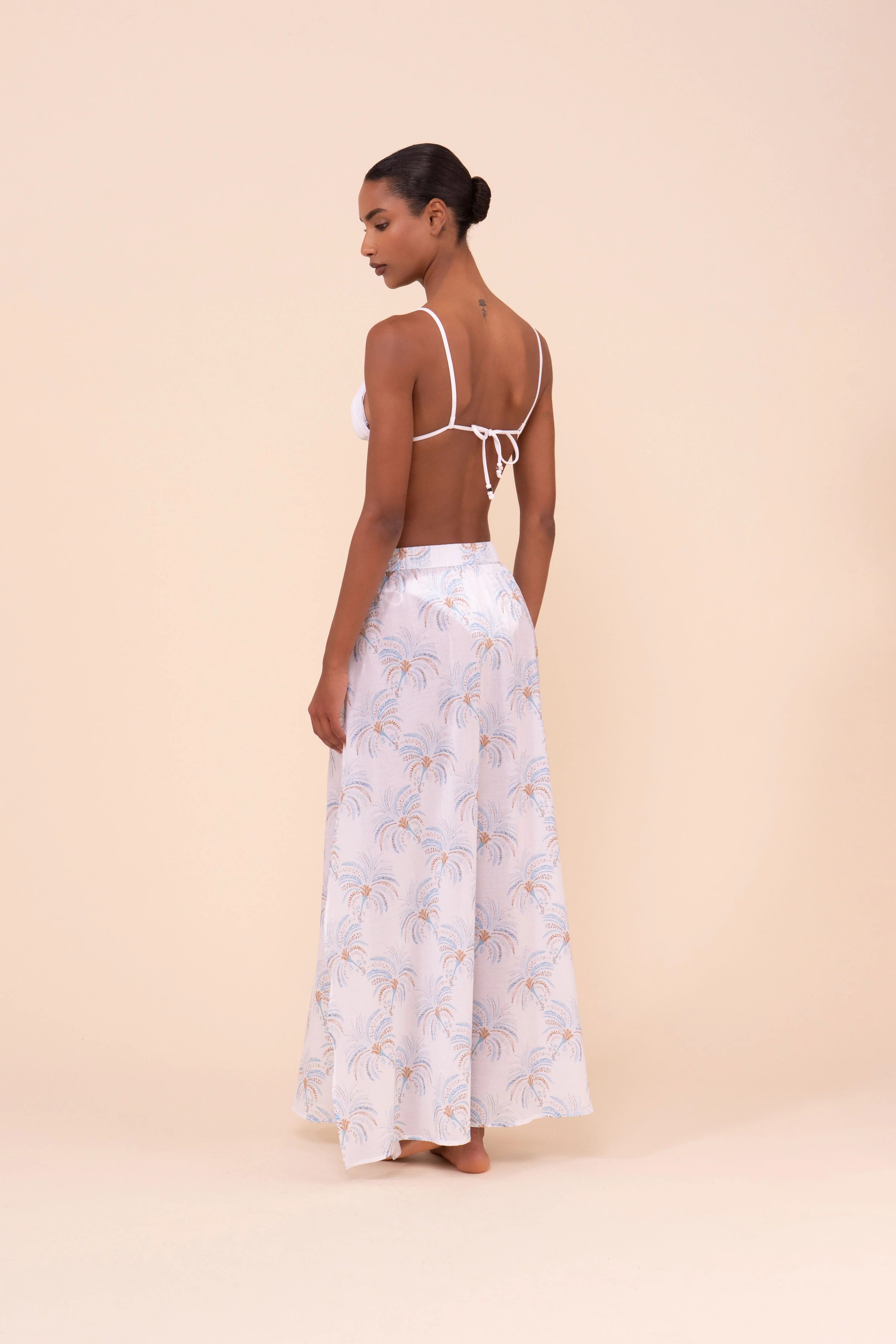 Ustica Printed Cotton Voile Skirt - Palms Pattern - Image 2