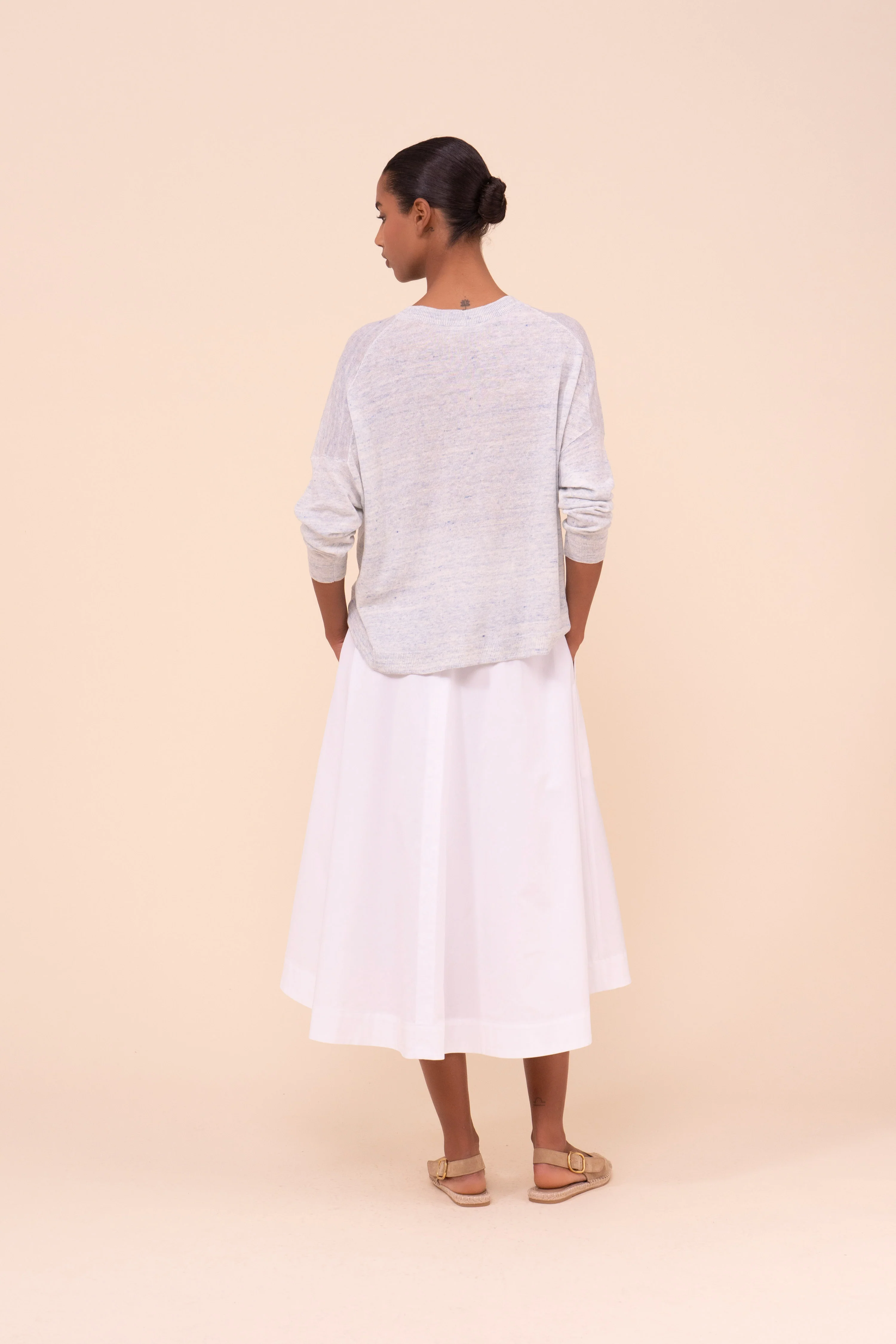 Vincenzo Cotton Gabardine Midi Skirt - Image 3