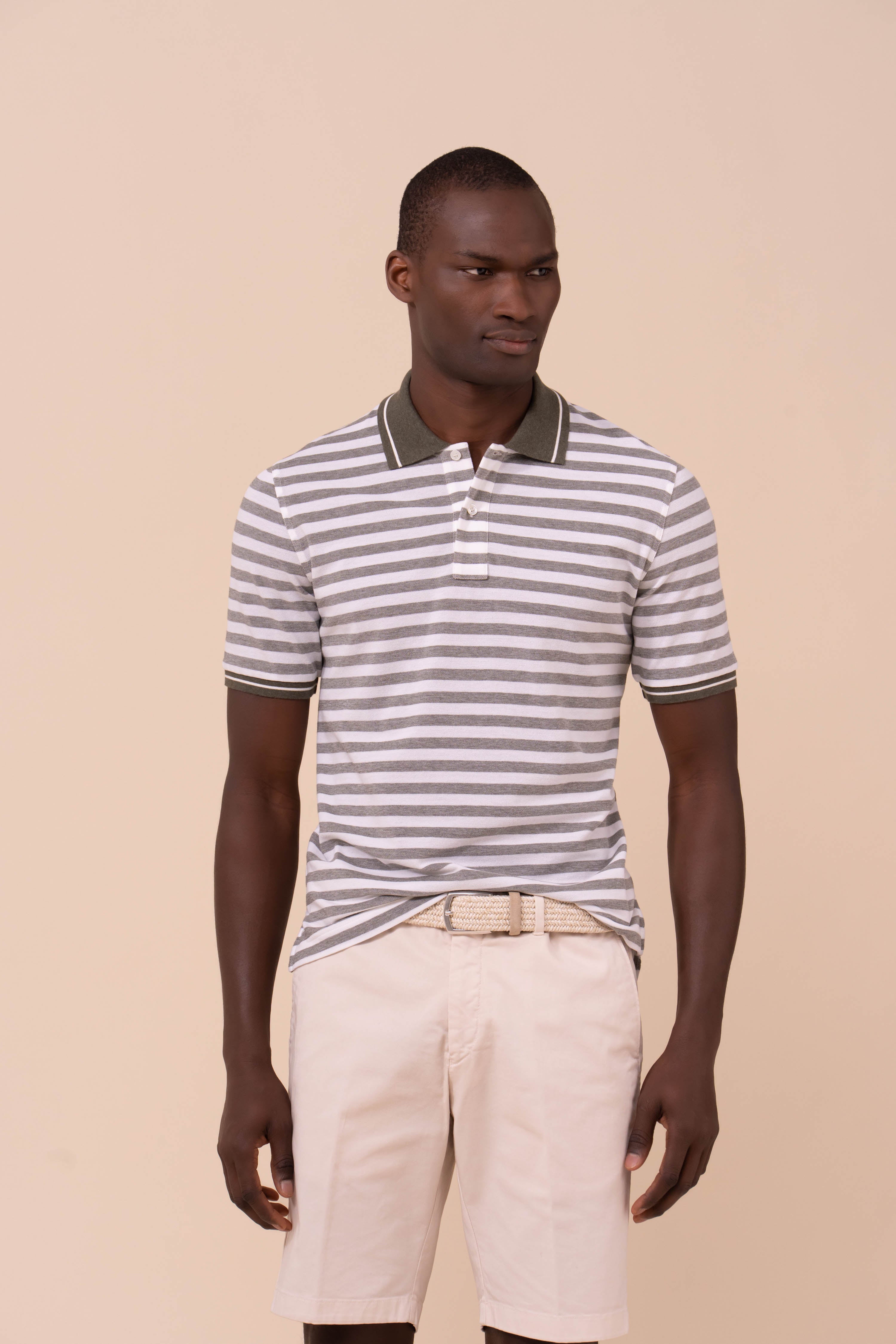 West Piquet Cotton Striped Polo