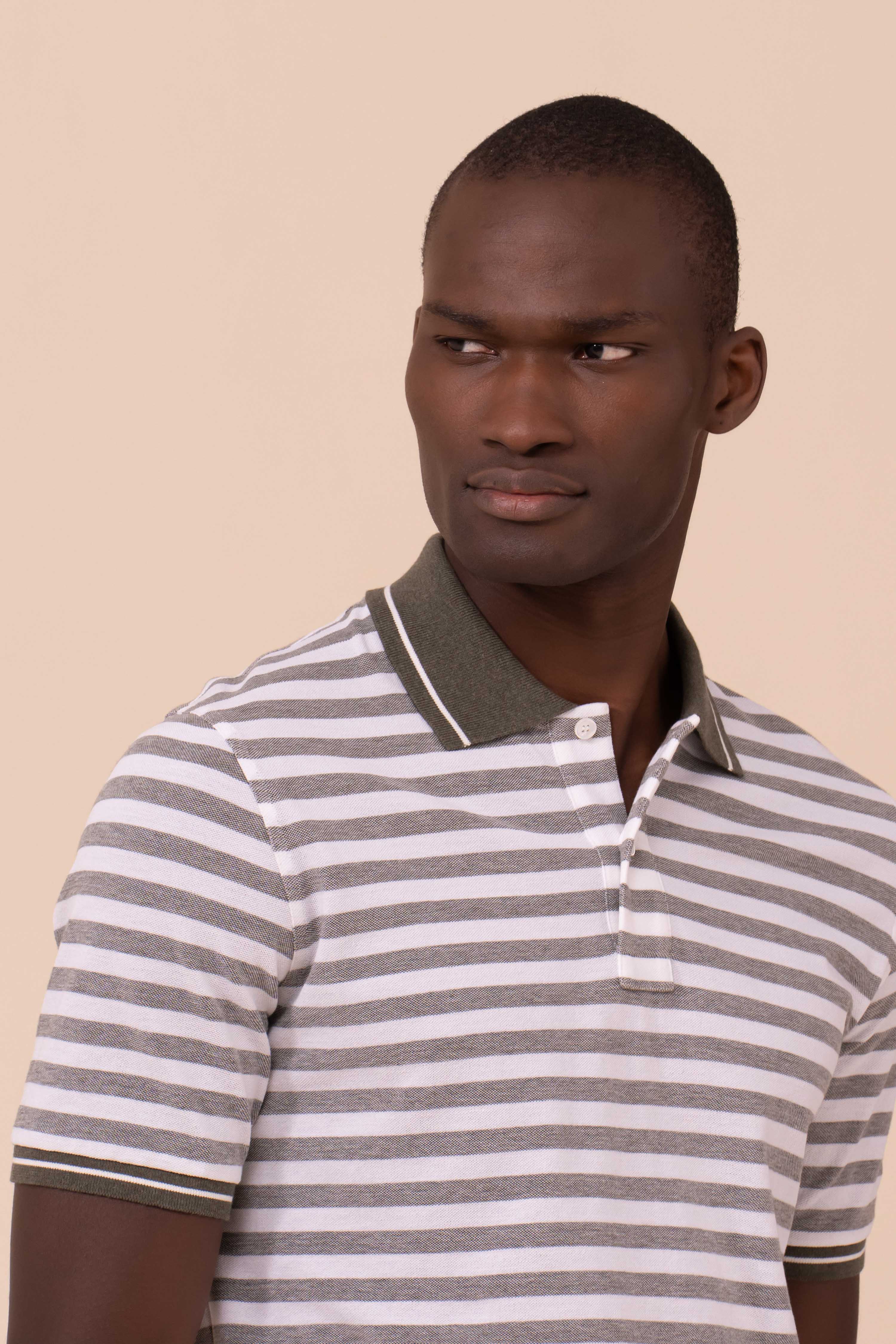 West Piquet Cotton Striped Polo - Image 4